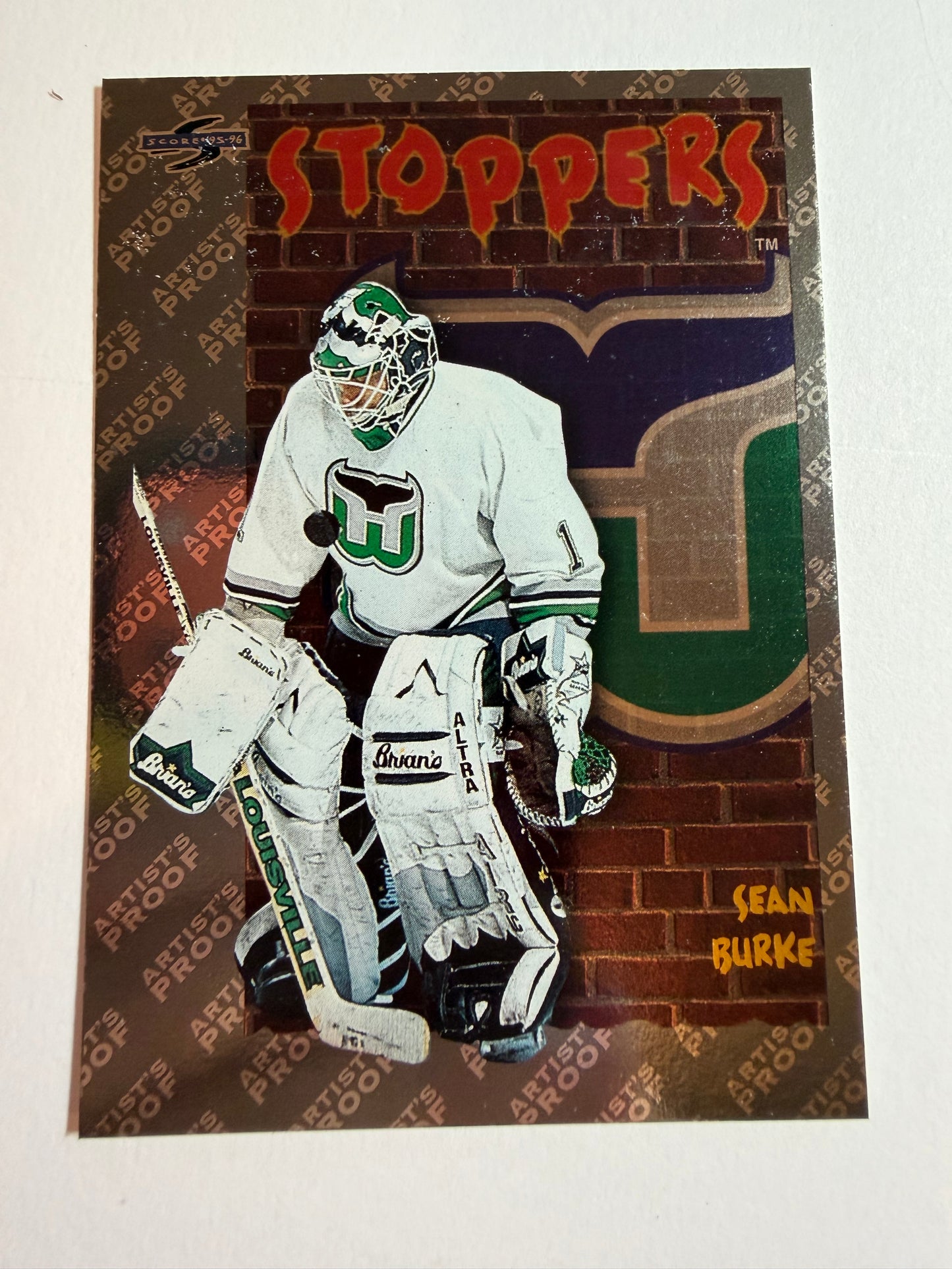 SEAN BURKE - 1995 Pinnacle Score Stoppers Artist's Proof #320
