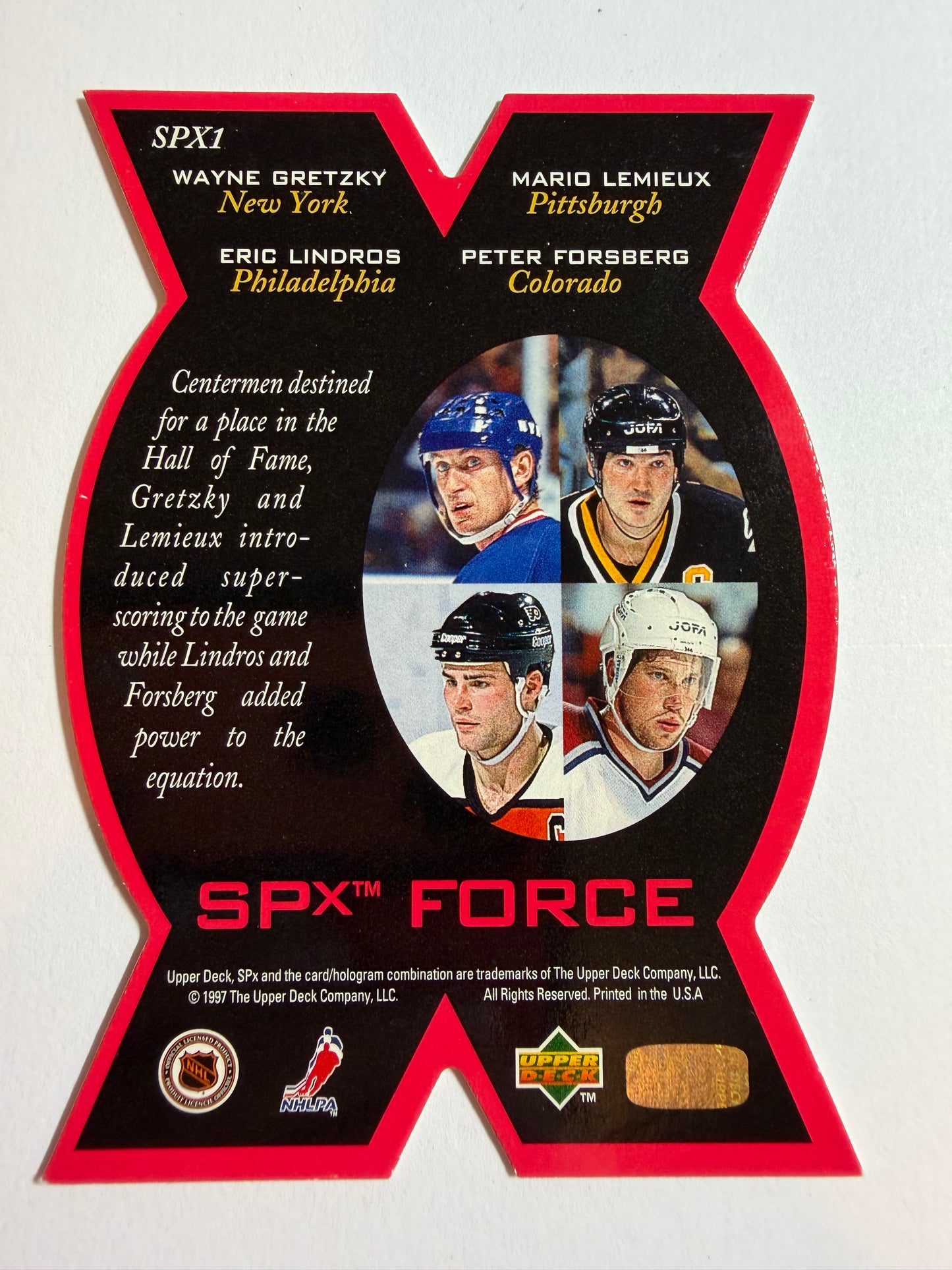 GRETZKY / LINDROS / LEMIEUX / FORSBERG - 1996 SPx Force Die Cut #SPX1