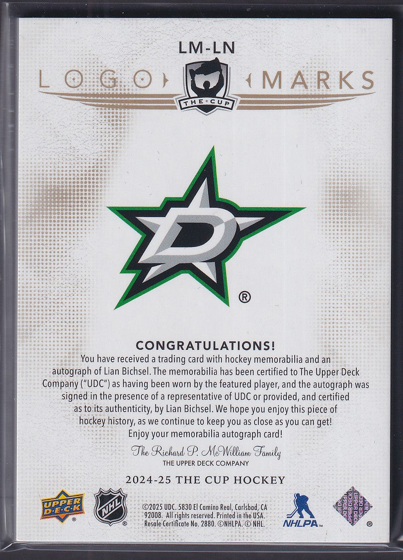 LIAN BICHSEL - 2024 The Cup Rookie Logo Marks Auto Patch #LM-LN, /10