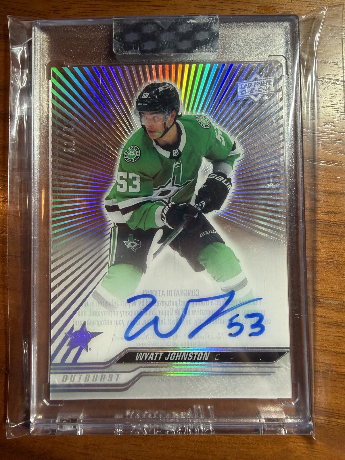 WYATT JOHNSTON - 2023 Upper Deck Clear Cut Silver Outburst Auto #CC-WJ, /25
