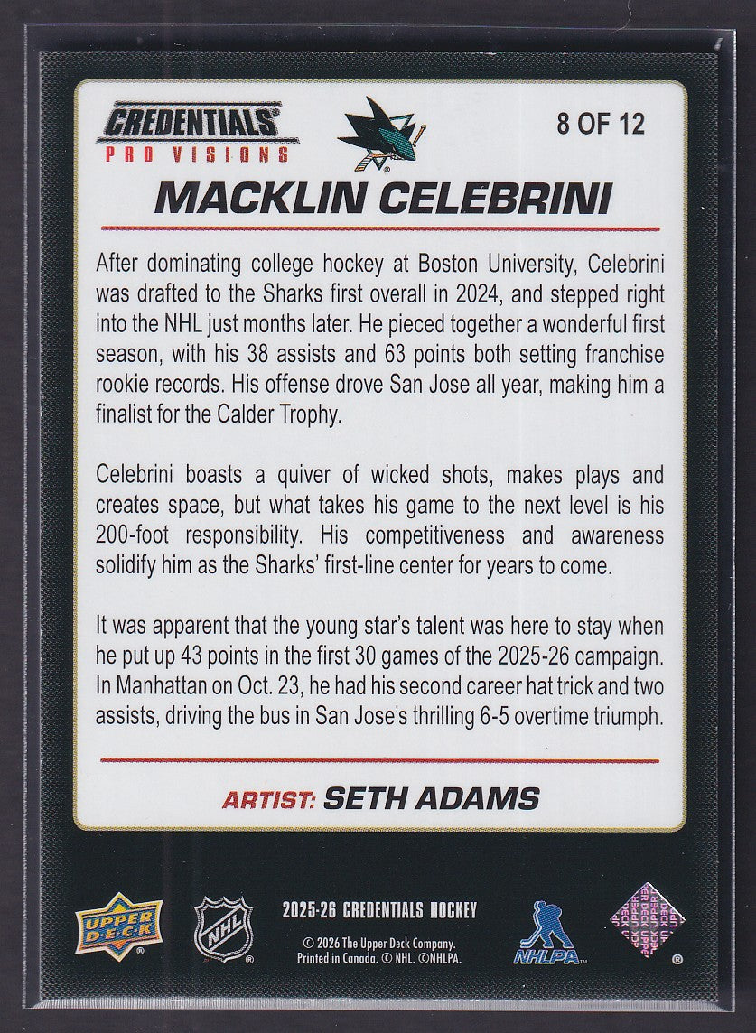 MACKLIN CELEBRINI - 2025 Upper Deck Credentials Rookie Pro Visions #8