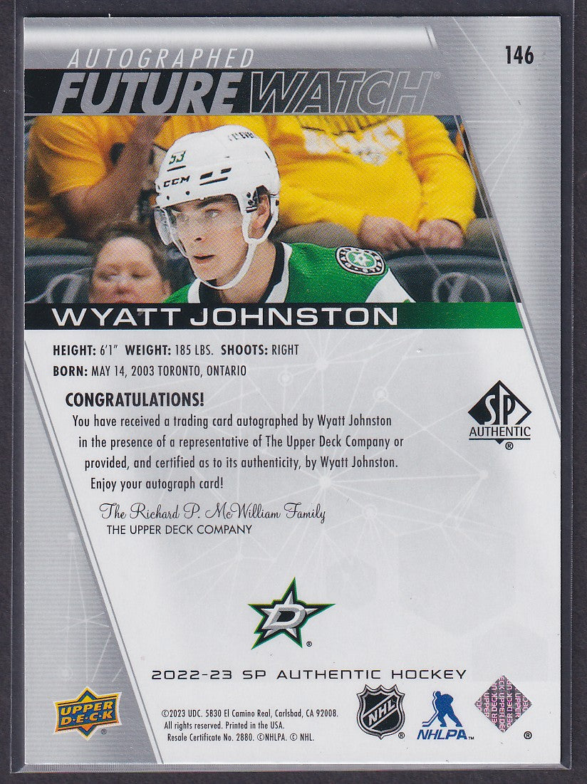 WYATT JOHNSTON - 2022 SP Authentic Future Watch Auto #146, /999