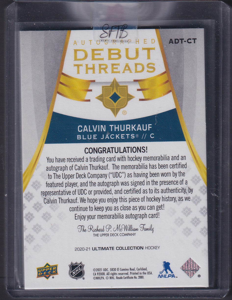 CALVIN THURKAUF - 2020 Ultimate Debut Threads Auto Patch #ADT-CT, /99