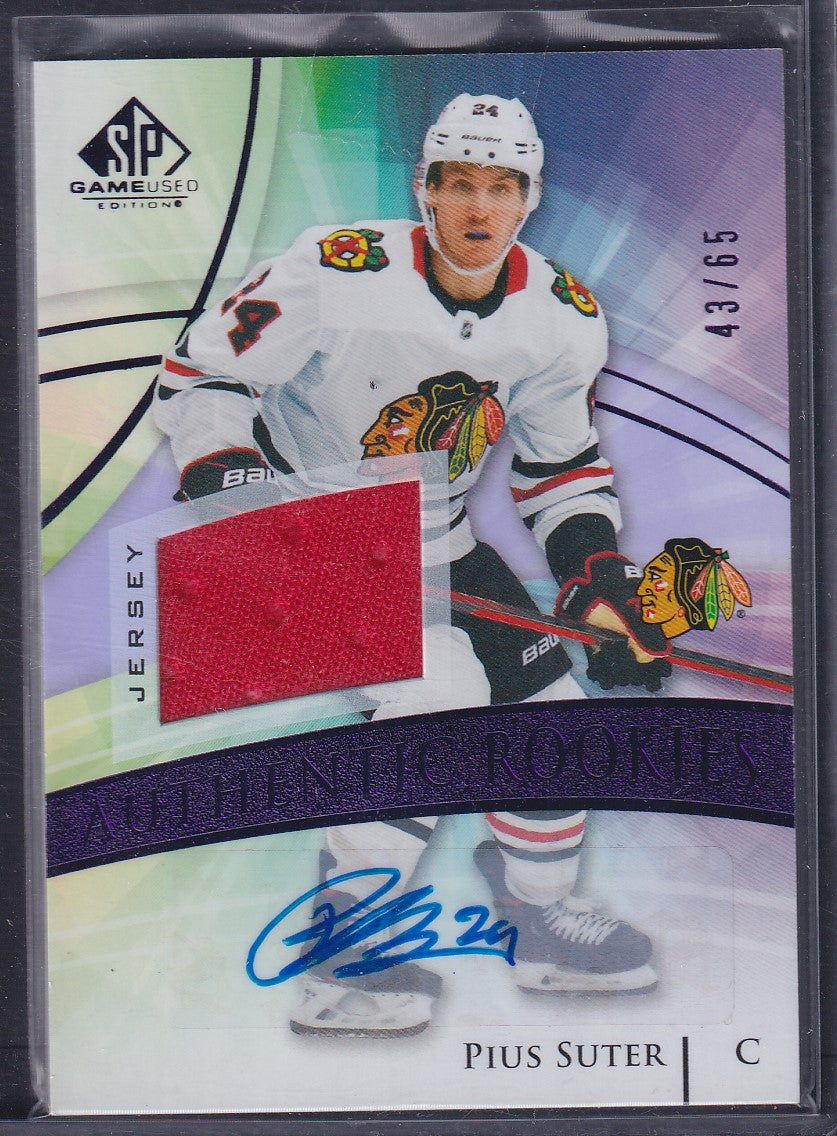PIUS SUTER - 2020 SP Game Used Authentic Rookies Auto Patch #134, /65
