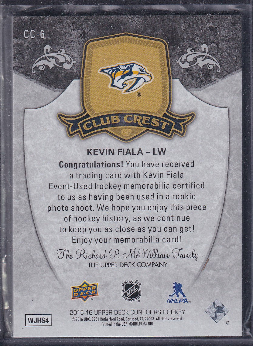 KEVIN FIALA - 2015 Upper Deck Contours Club Crest Patch #CC-6, /75
