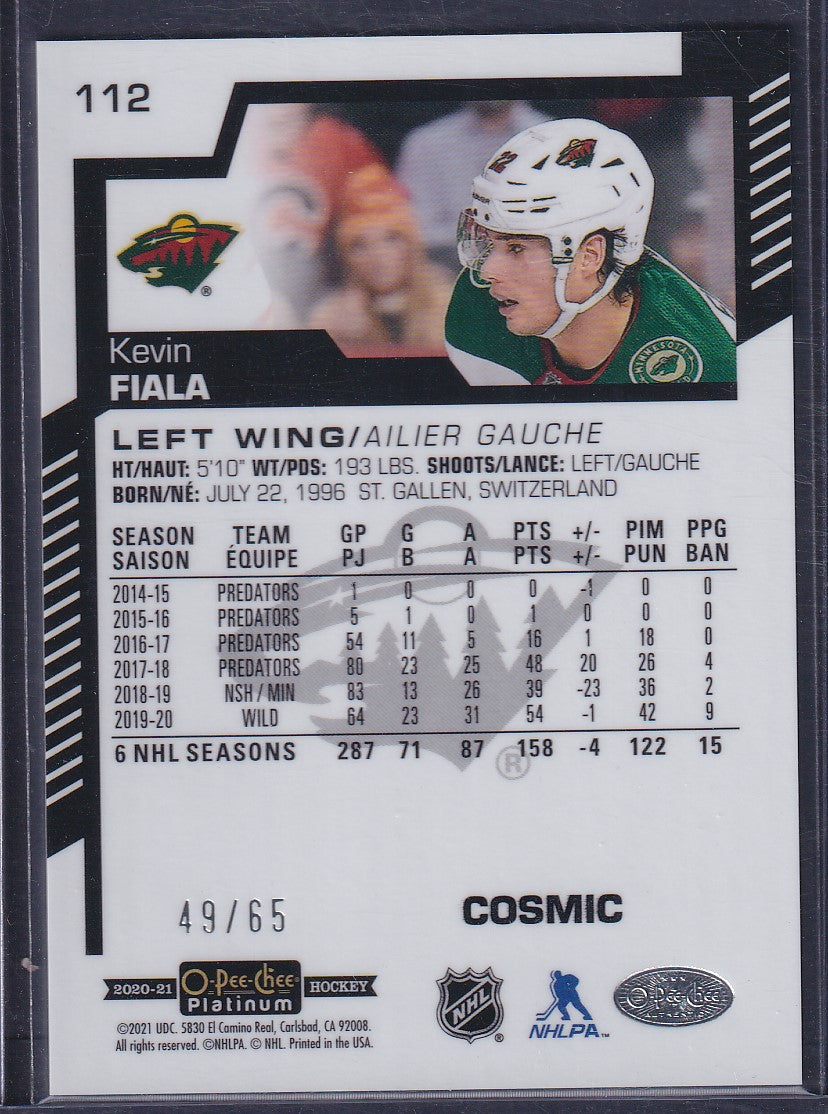 KEVIN FIALA - 2020 O-Pee-Chee Platinum COSMIC #112, /65