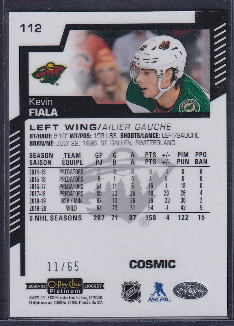 KEVIN FIALA - 2020 O-Pee-Chee Platinum COSMIC #112, /65