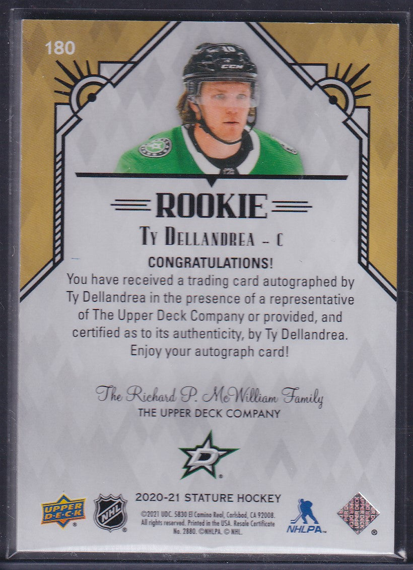 TY DELLANDREA - 2020 Upper Deck Stature Rookie Auto #180, /45