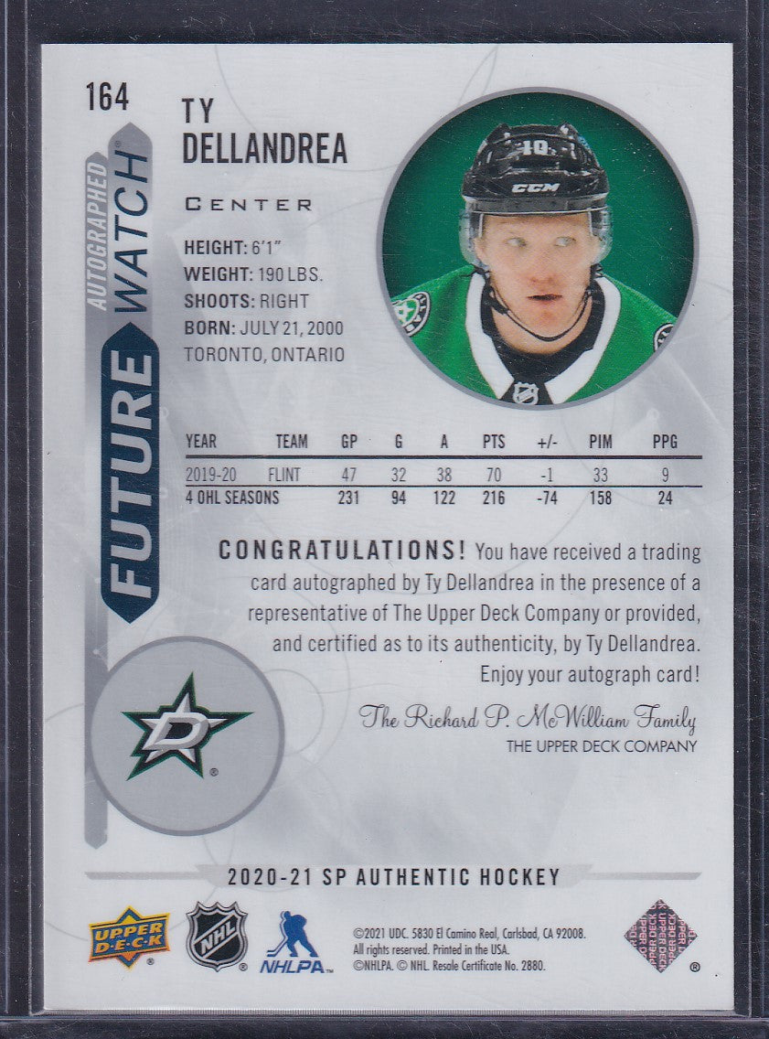 TY DELLANDREA - 2020 SP Authentic Future Watch Auto #164, /999