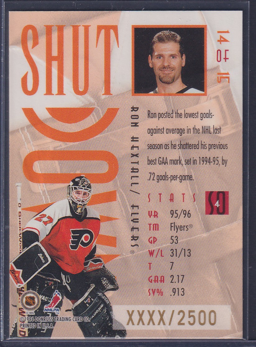 RON HEXTALL - 1996 Donruss Leaf Shut Down #14, xxxx/2500
