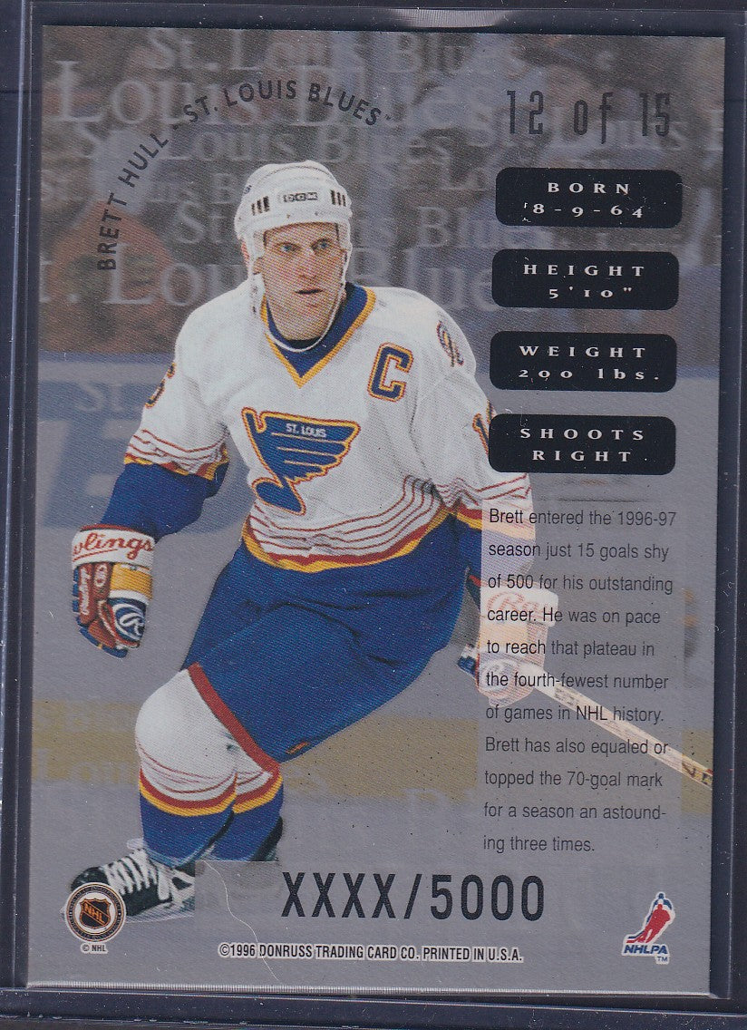 BRETT HULL - 1996 Donruss Leaf Sweaters #12, xxxx/5000