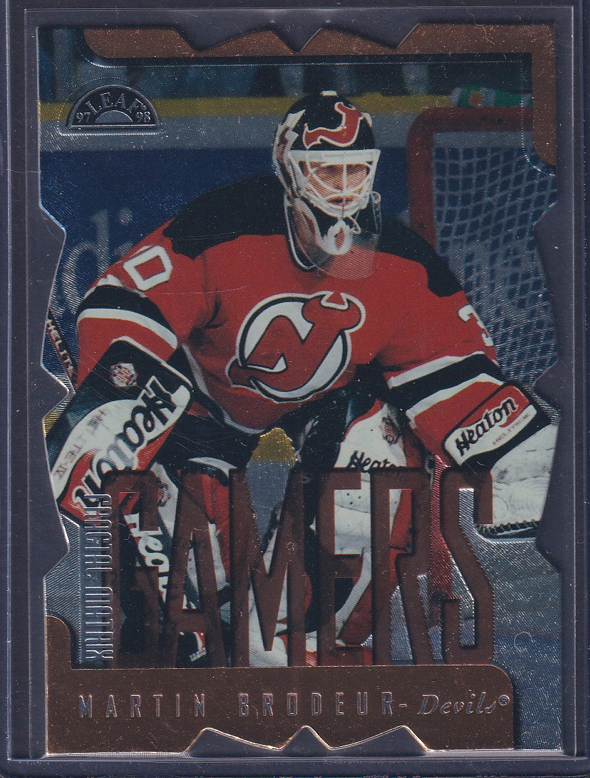 MARTIN BRODEUR - 1997 Donruss Leaf Fractal Matrix Gamers Die Cut #174, /100