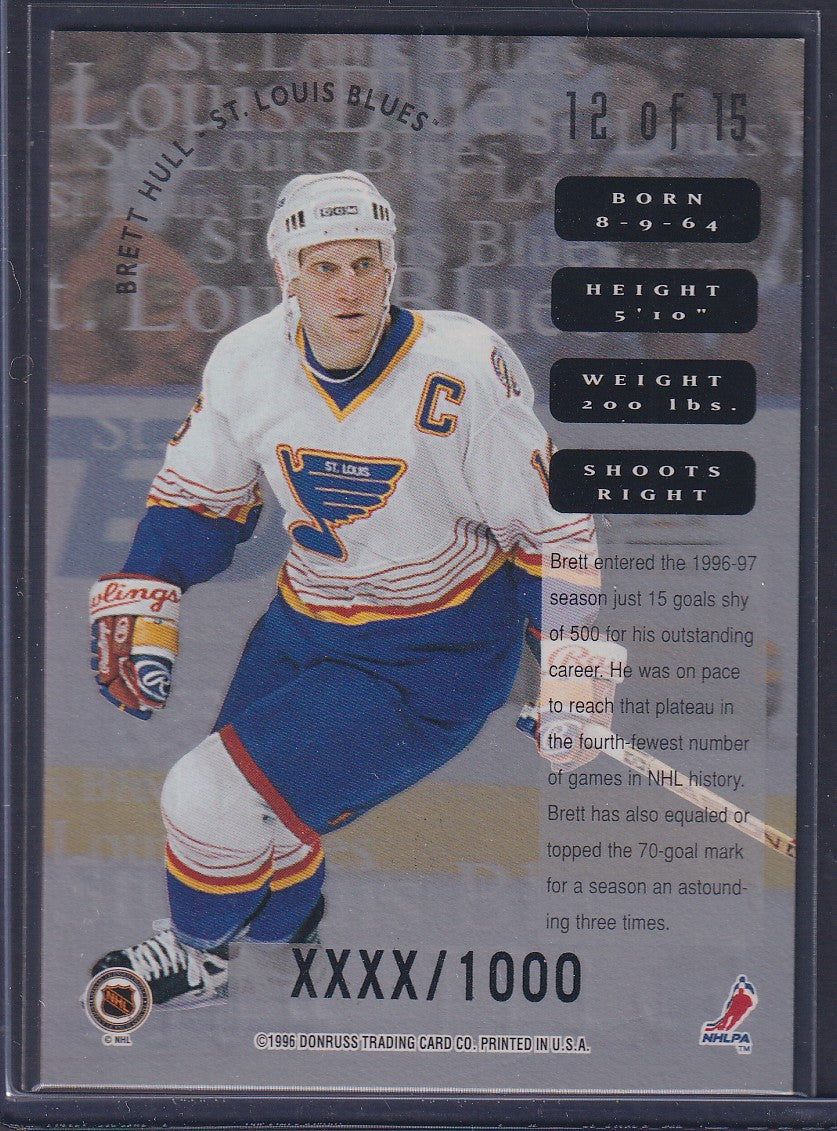 BRETT HULL - 1996 Donruss Leaf Sweaters #12, xxxx/1000