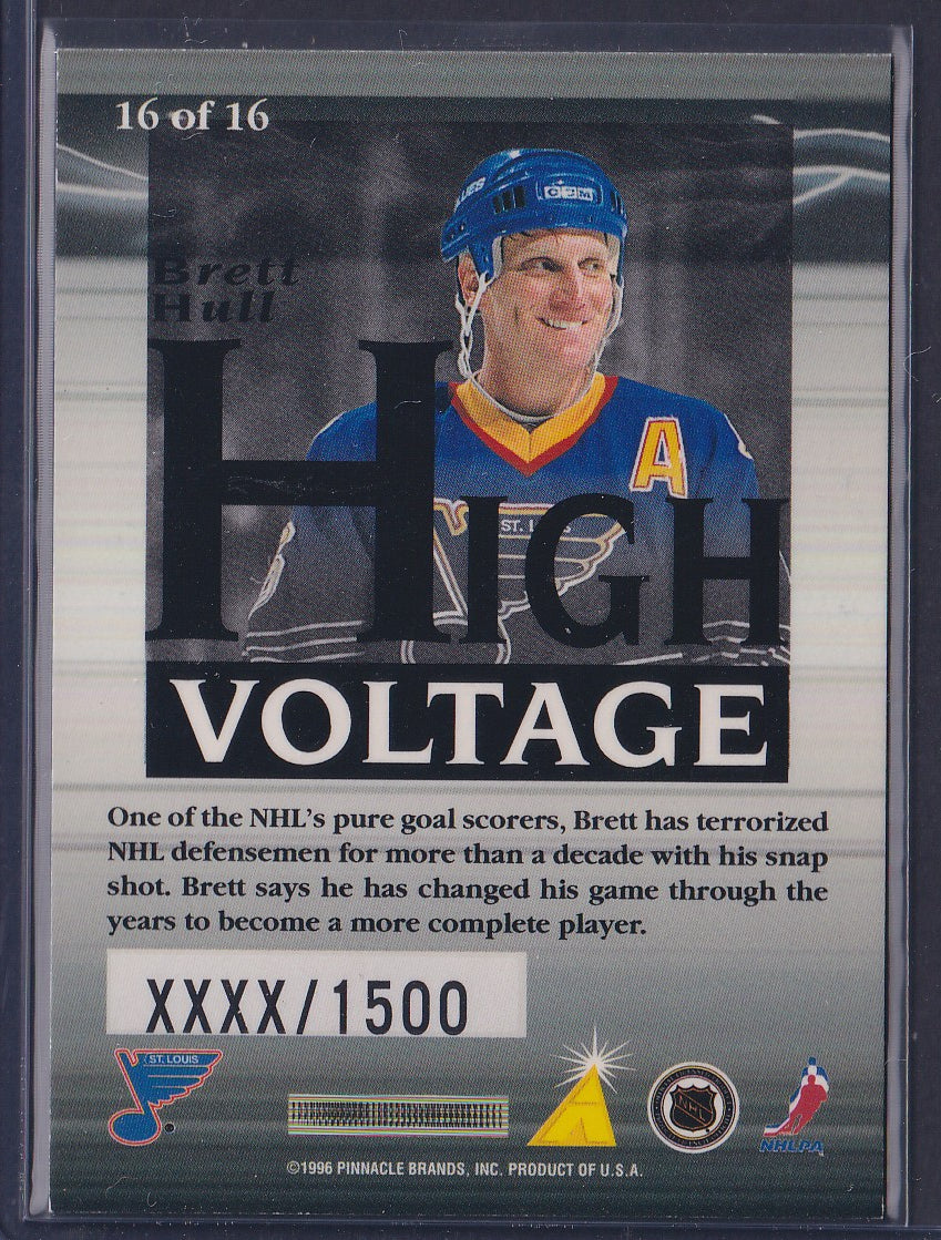 BRETT HULL - 1996 Pinnacle Summit High Voltage #16, xxxx/1500