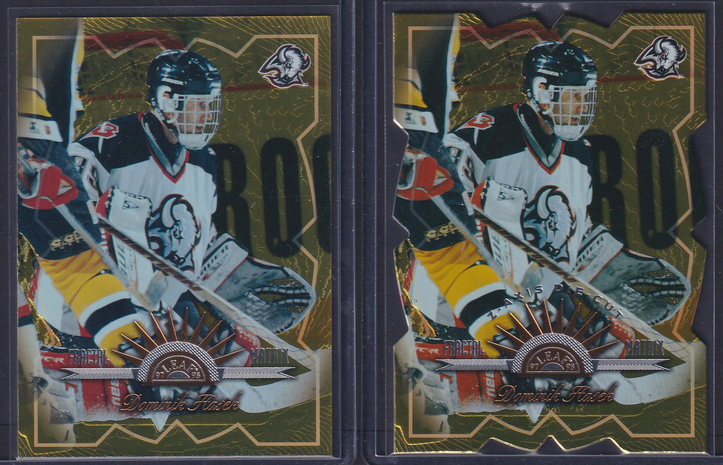 DOMINIK HASEK - 1997 Donruss Leaf Fractal Matrix & Z-Axis Die Cut #2, /100