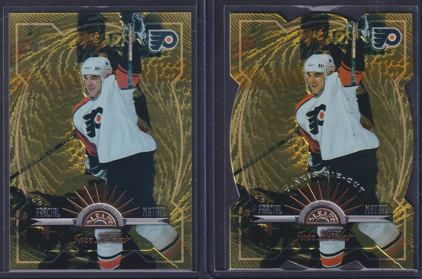JOHN LECLAIR - 1997 Donruss Leaf Fractal Matrix & Z-Axis Die Cut #100, /200
