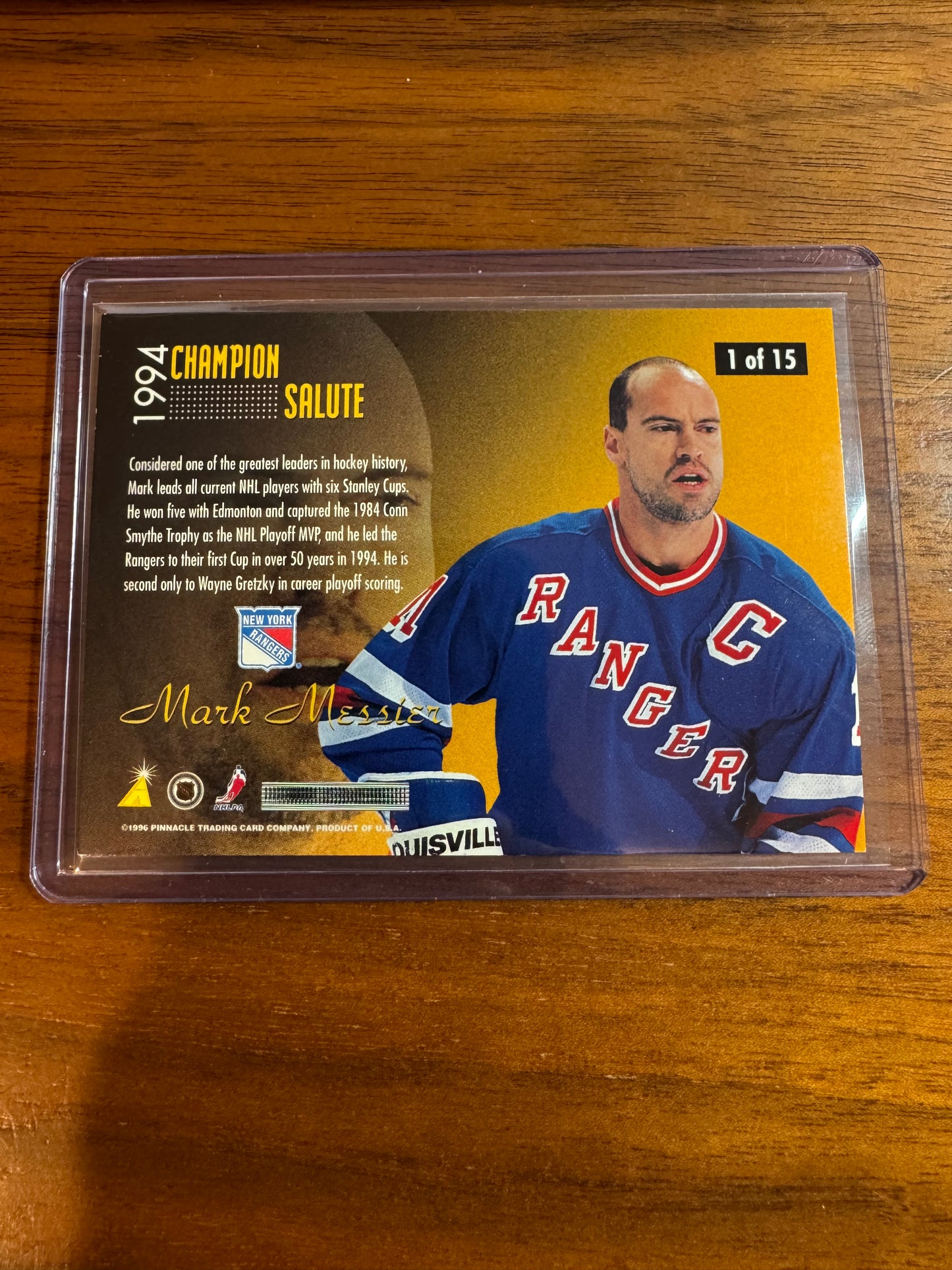 MARK MESSIER - 1996 Pinnacle Zenith Champion Salute REAL DIAMOND #1, SSP