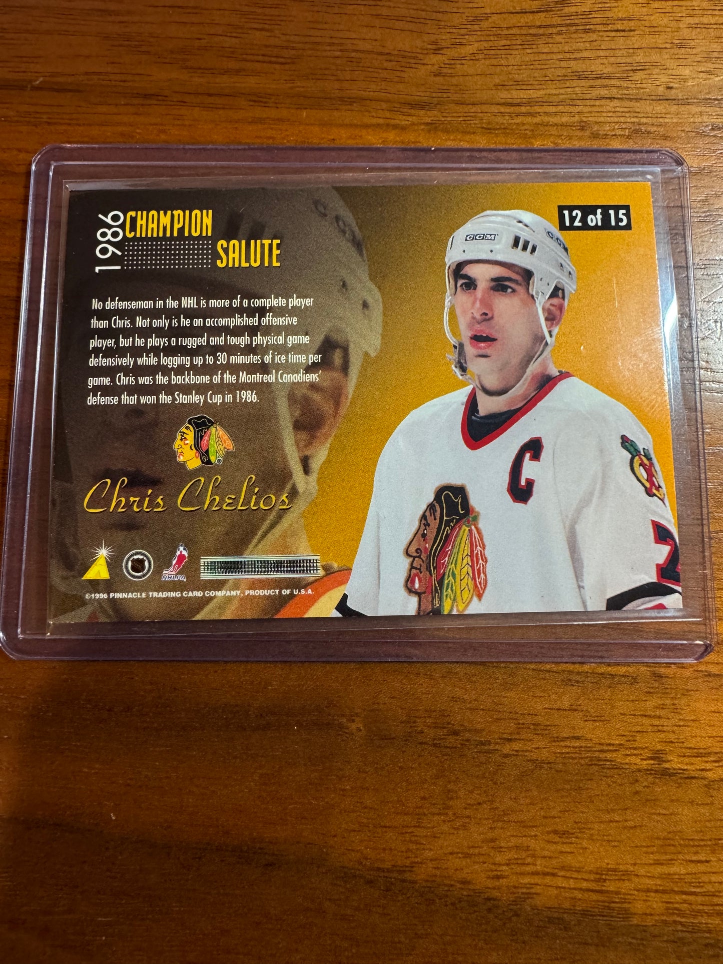 CHRIS CHELIOS - 1996 Pinnacle Zenith Champion Salute REAL DIAMOND #12, SSP