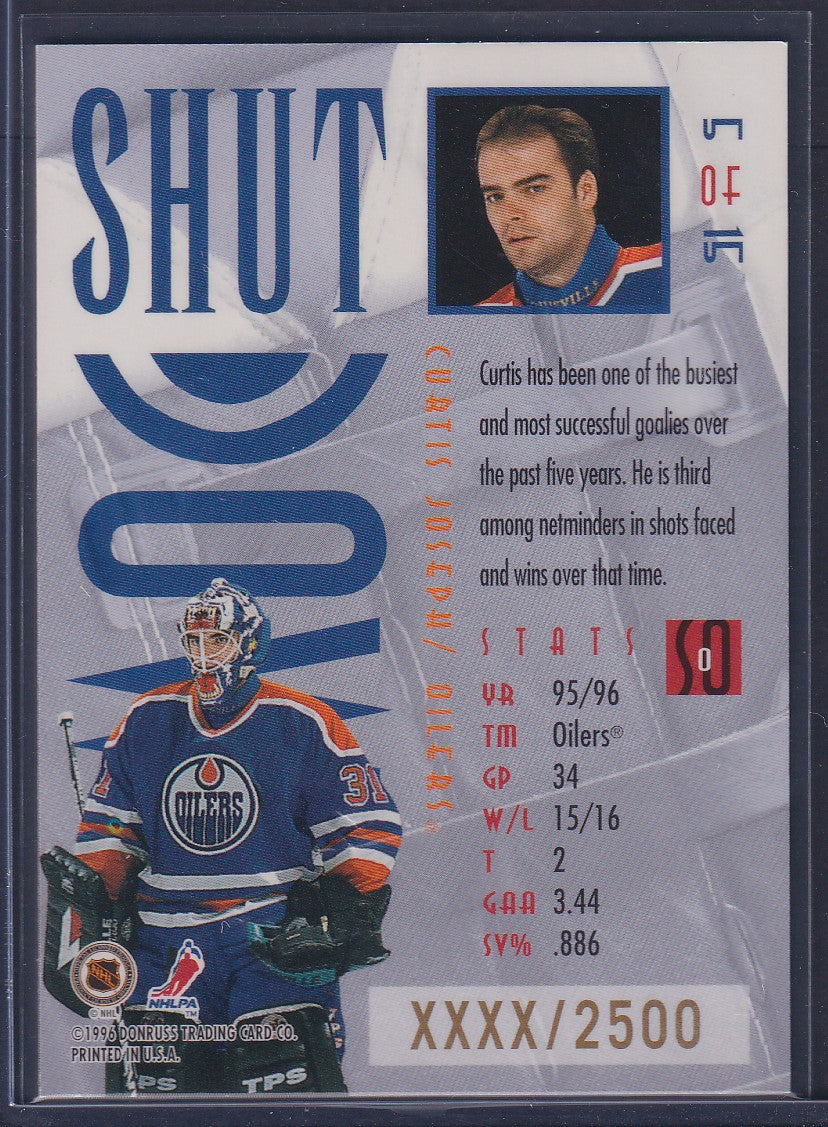 CURTIS JOSEPH - 1996 Donruss Leaf Shut Down #5, xxxx/2500