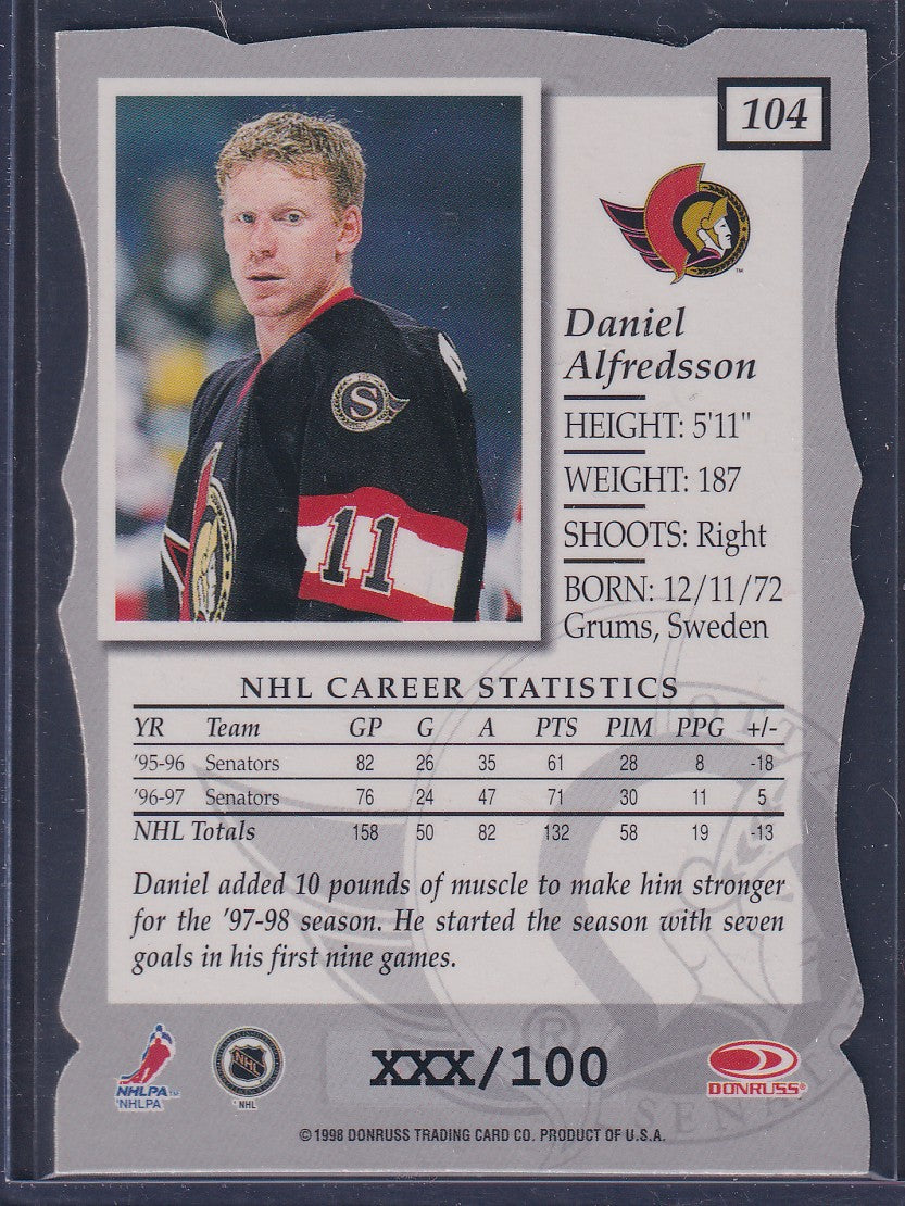 DANIEL ALFREDSSON - 1997 Donruss Elite Status Die Cut #104, xxx/100