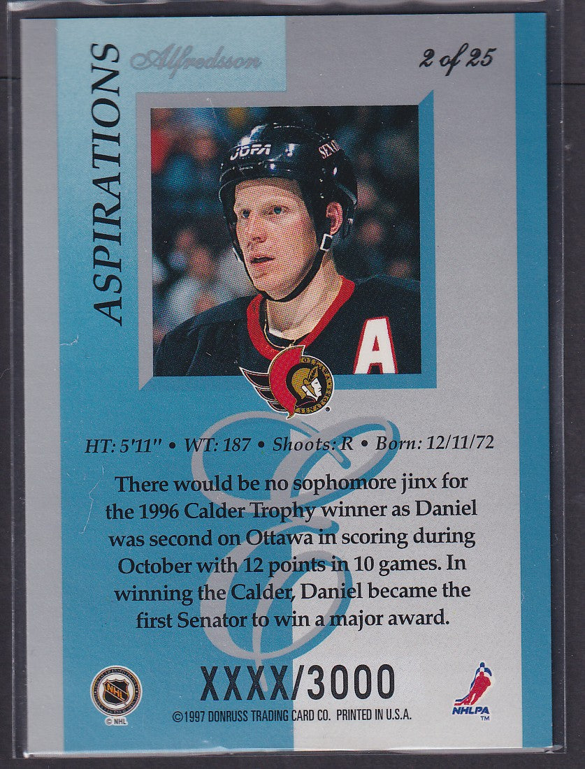 DANIEL ALFREDSSON - 1996 Donruss Elite Aspirations #2, xxxx/3000