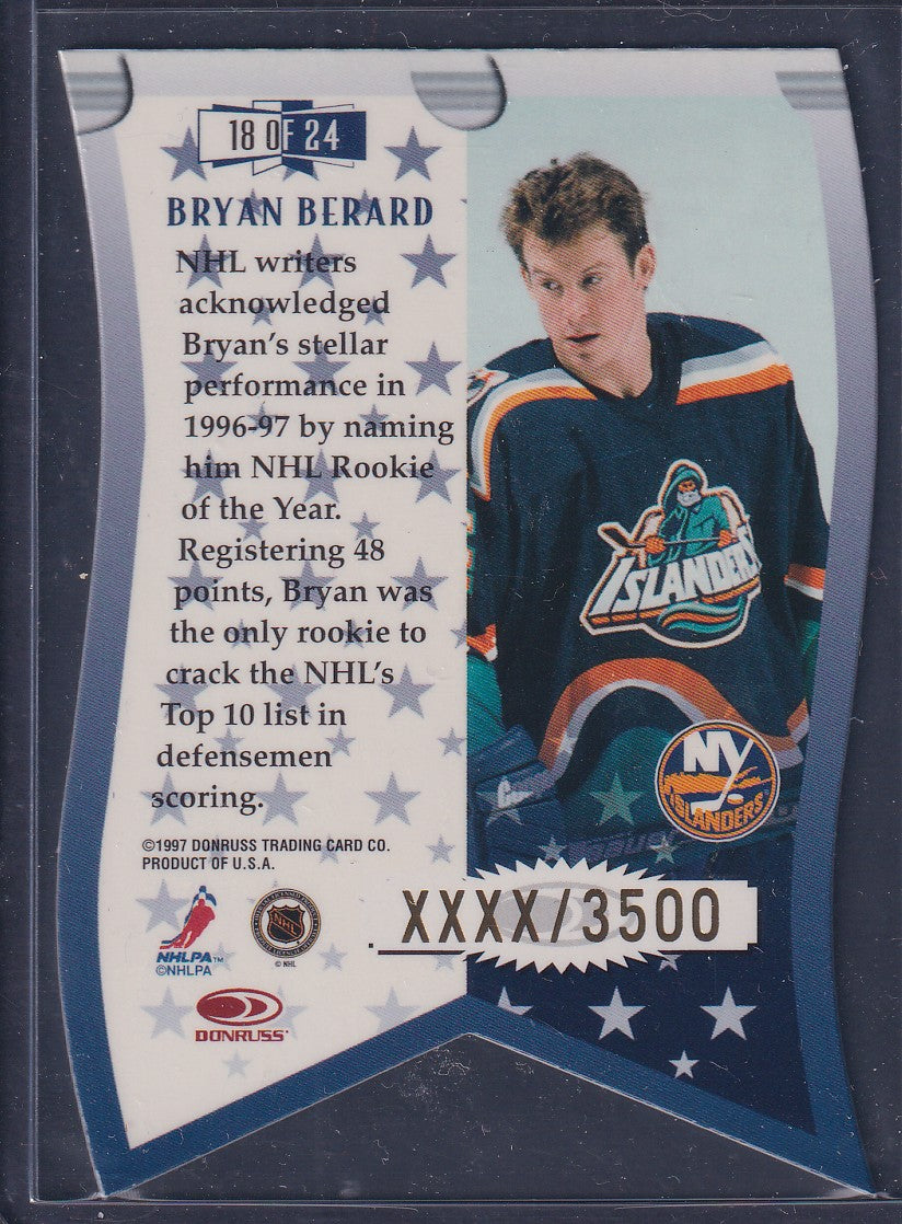 BRYAN BERARD - 1997 Donruss Leaf Banner Season Die Cut #18, xxxx/3500