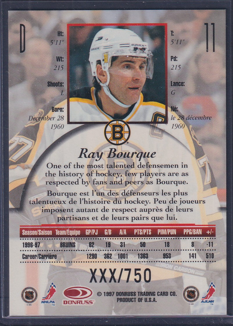RAY BOURQUE - 1997 Donruss Canadian Ice Provincial Series #11, xxx/750
