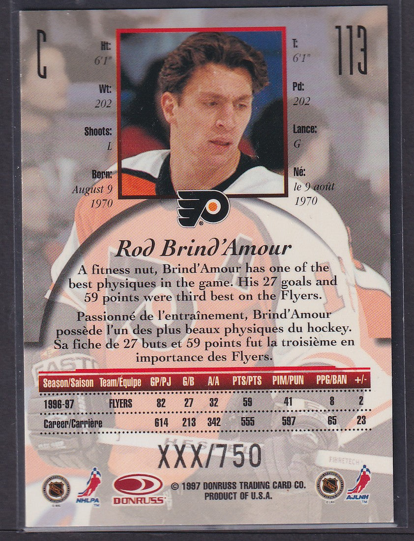 ROD BRIND'AMOUR - 1997 Donruss Canadian Ice Provincial Series #113, xxx/750