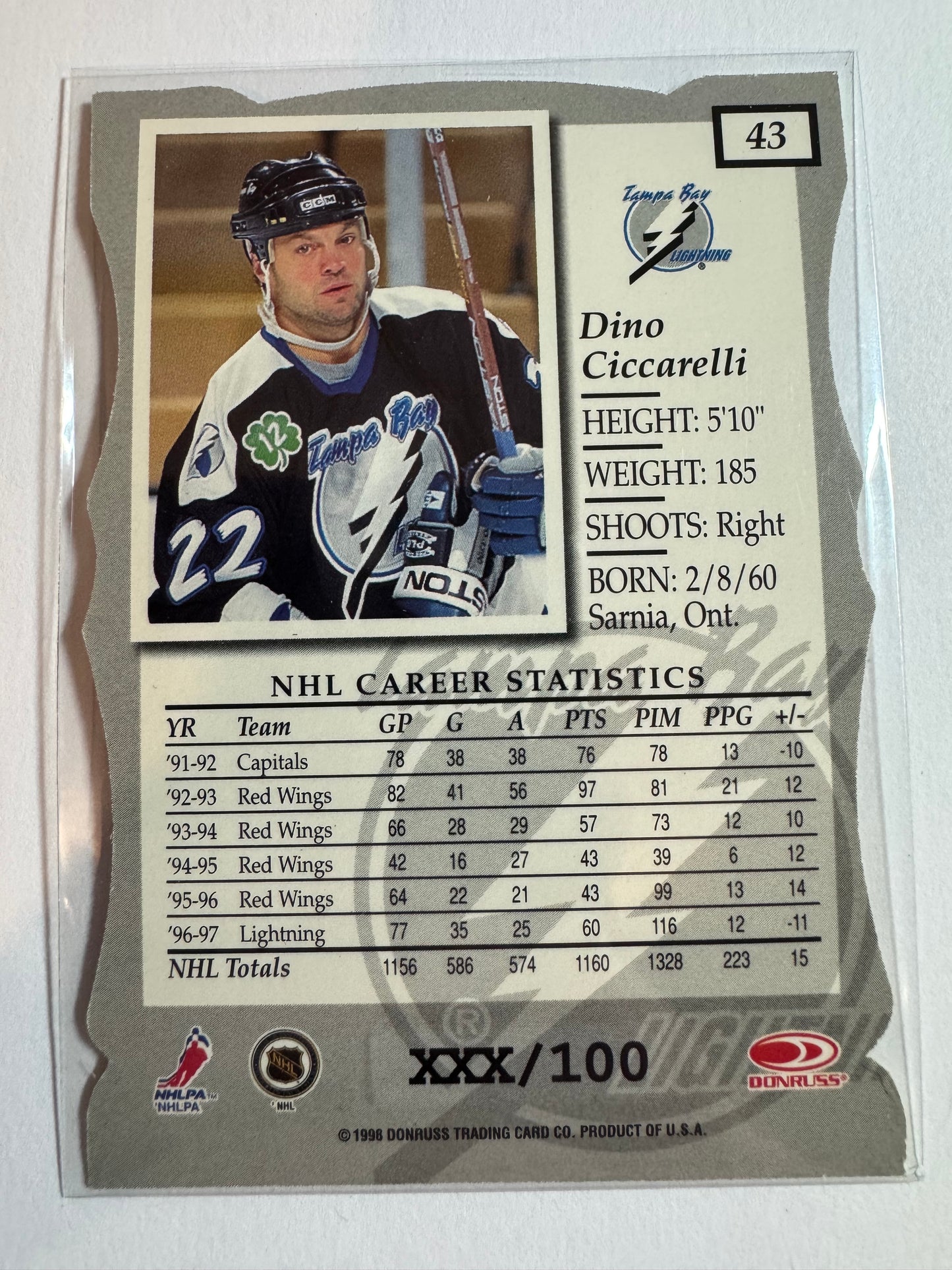 DINO CICCARELLI - 1997 Donruss Elite Status Die Cut #43, xxx/100