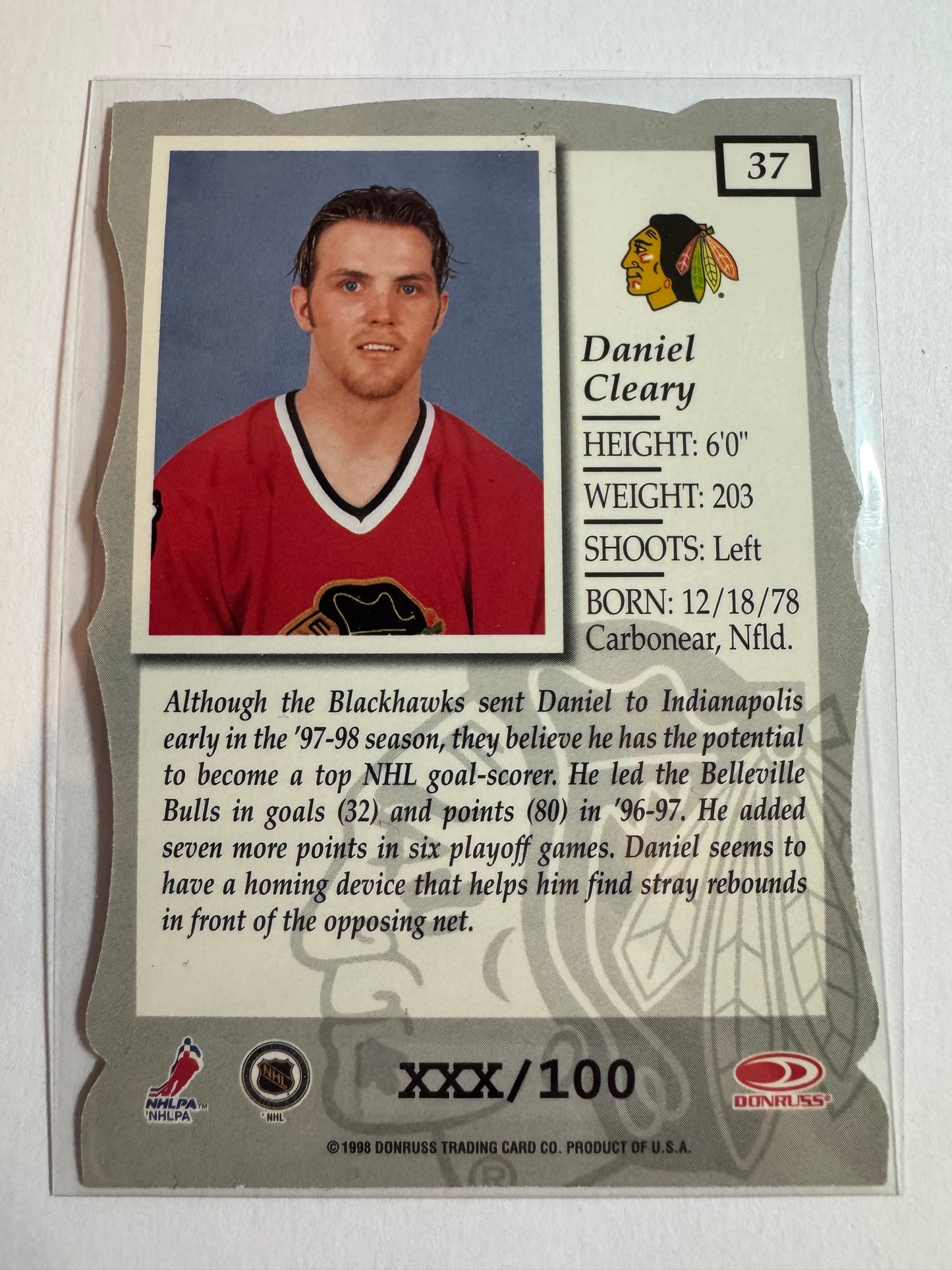 DANIEL CLEARY - 1997 Donruss Elite Status Die Cut #37, xxx/100