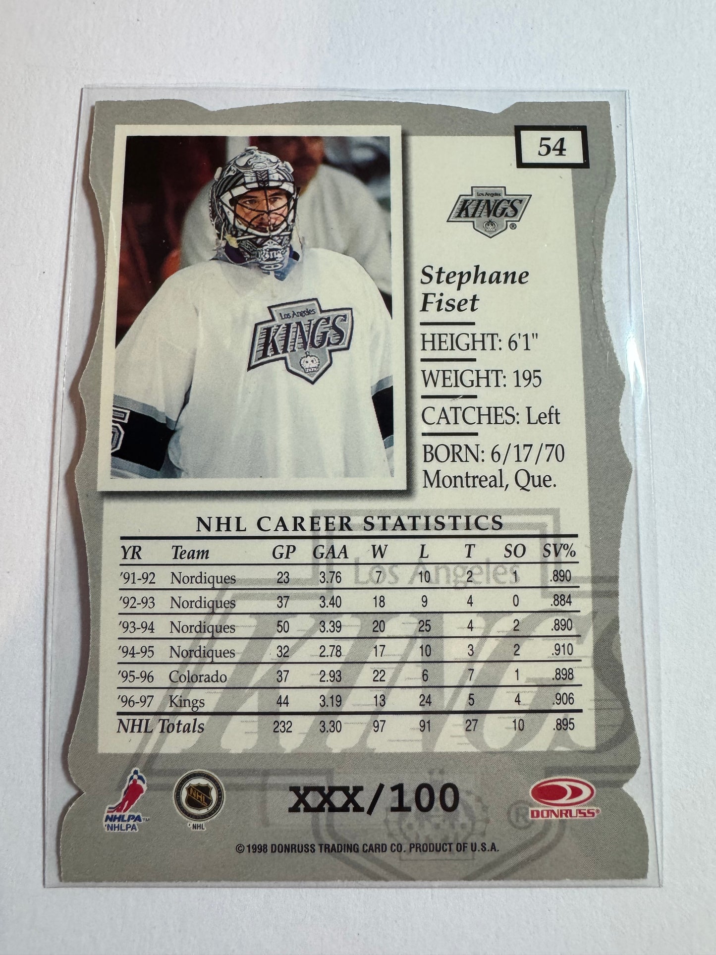 STEPHANE FISET - 1997 Donruss Elite Status Die Cut #54, xxx/100