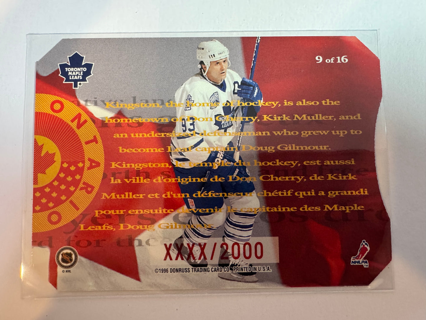 DOUG GILMOUR - 1996 Donruss Canadian Ice O Canada #9, xxxx/2000