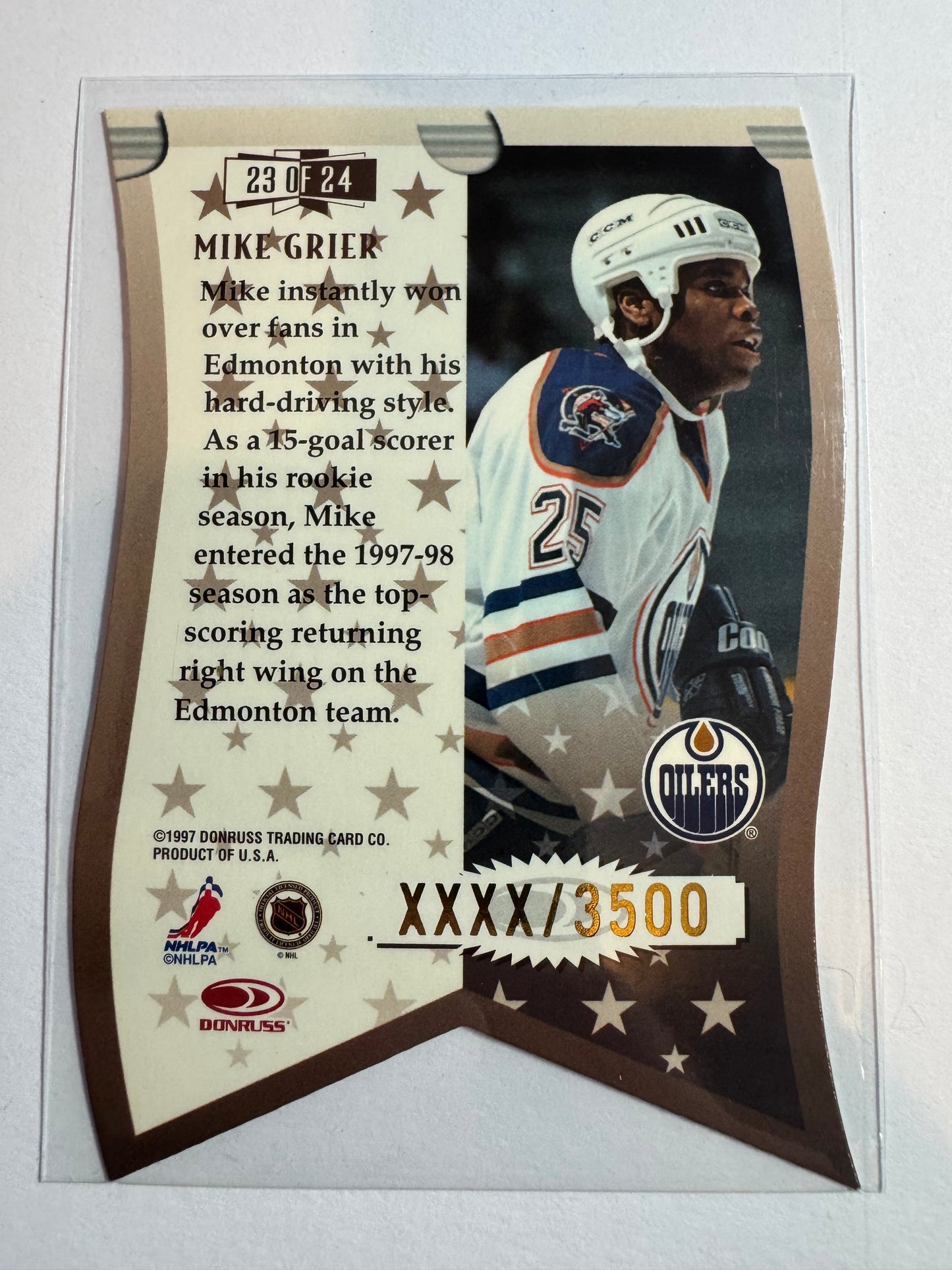 MIKE GRIER - 1997 Donruss Leaf Banner Season Die Cut #23, xxxx/3500