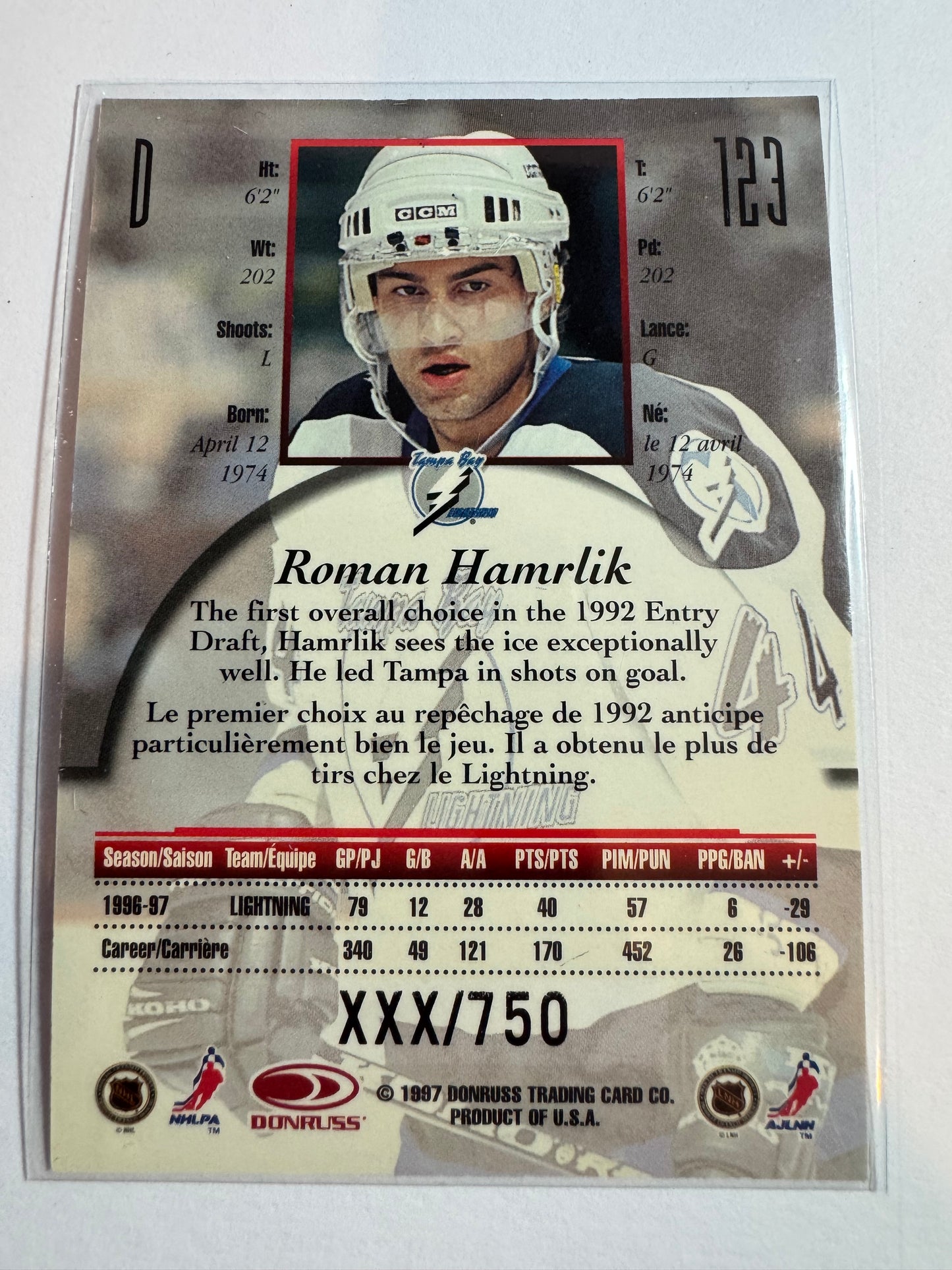 ROMAN HAMRLIK - 1997 Donruss Canadian Ice Provincial Series #123, xxx/750