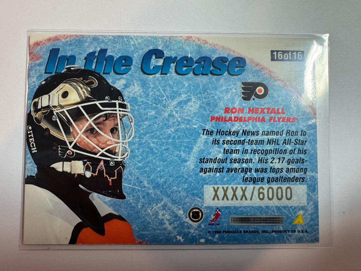 RON HEXTALL - 1996 Pinnacle Summit In the Crease #16, xxxx/6000