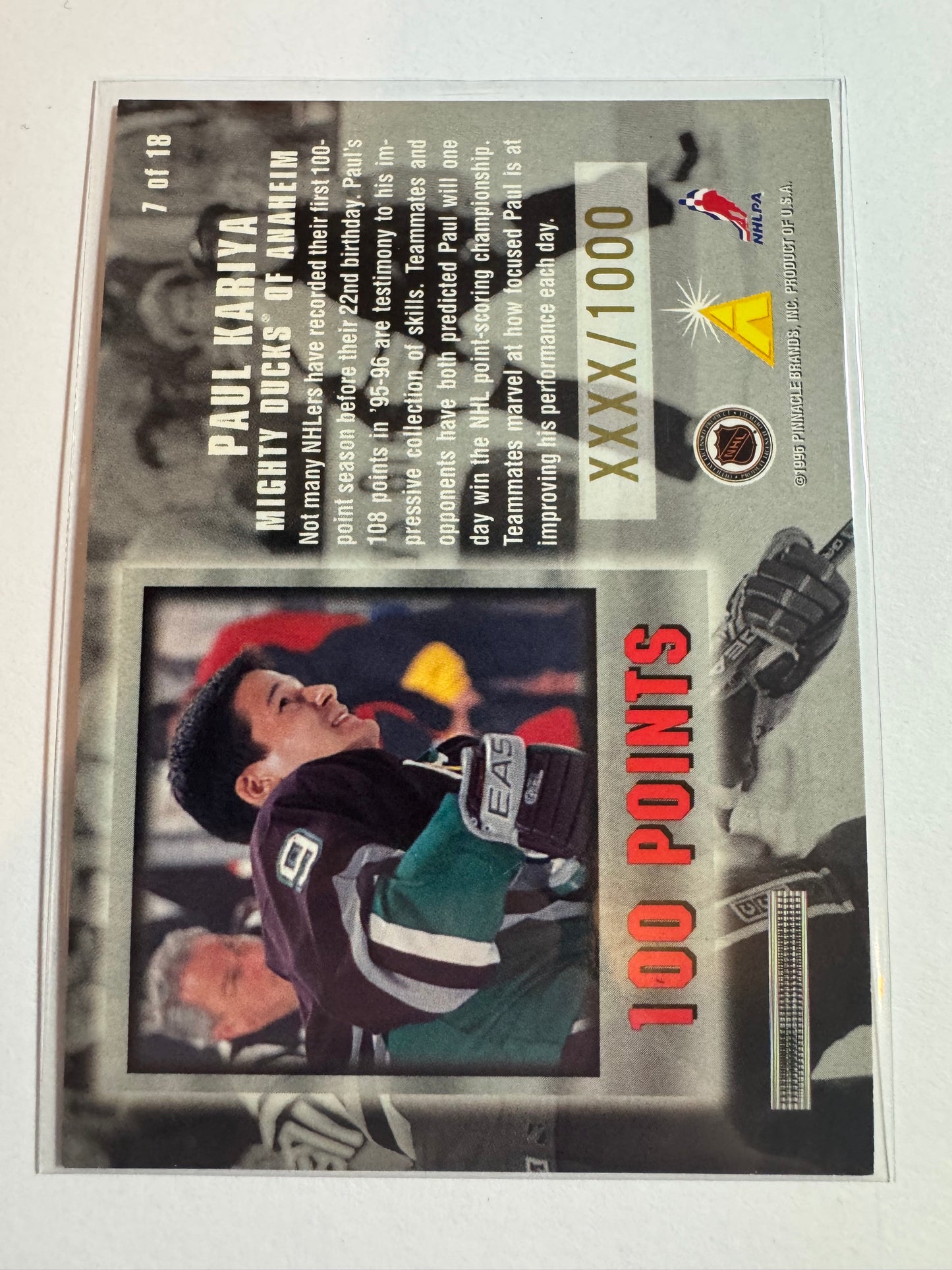 PAUL KARIYA - 1996 Pinnacle Summit Untouchables #7, xxxx/1000