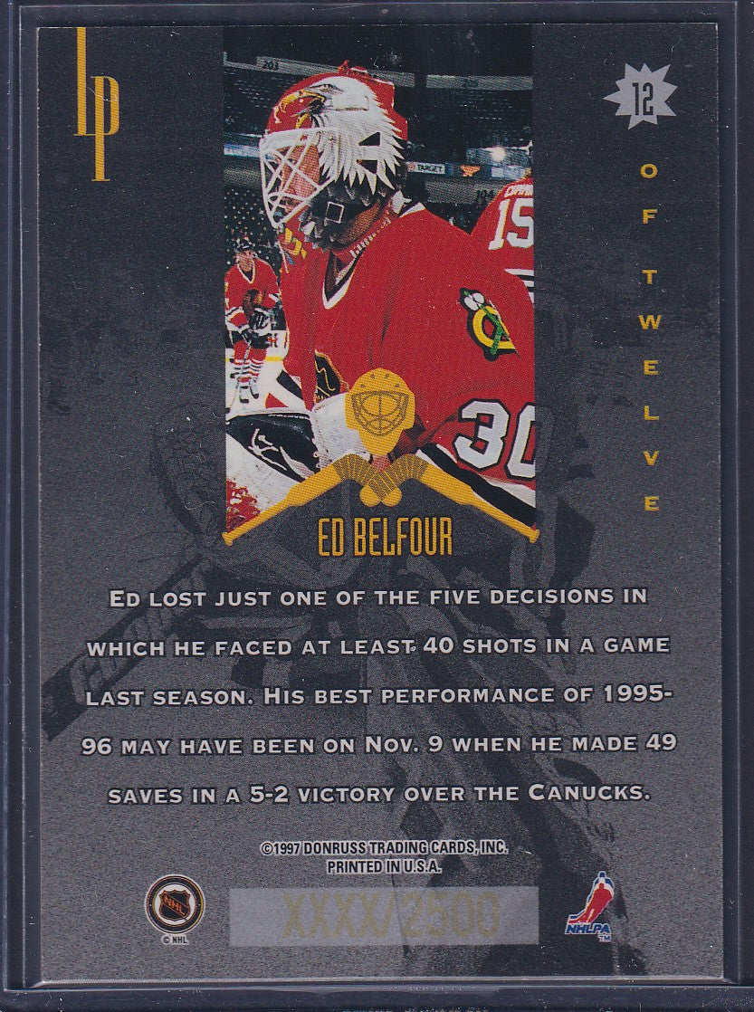 ED BELFOUR - 1996 Donruss Leaf Preferred Masked Marauders #12, xxxx/2500