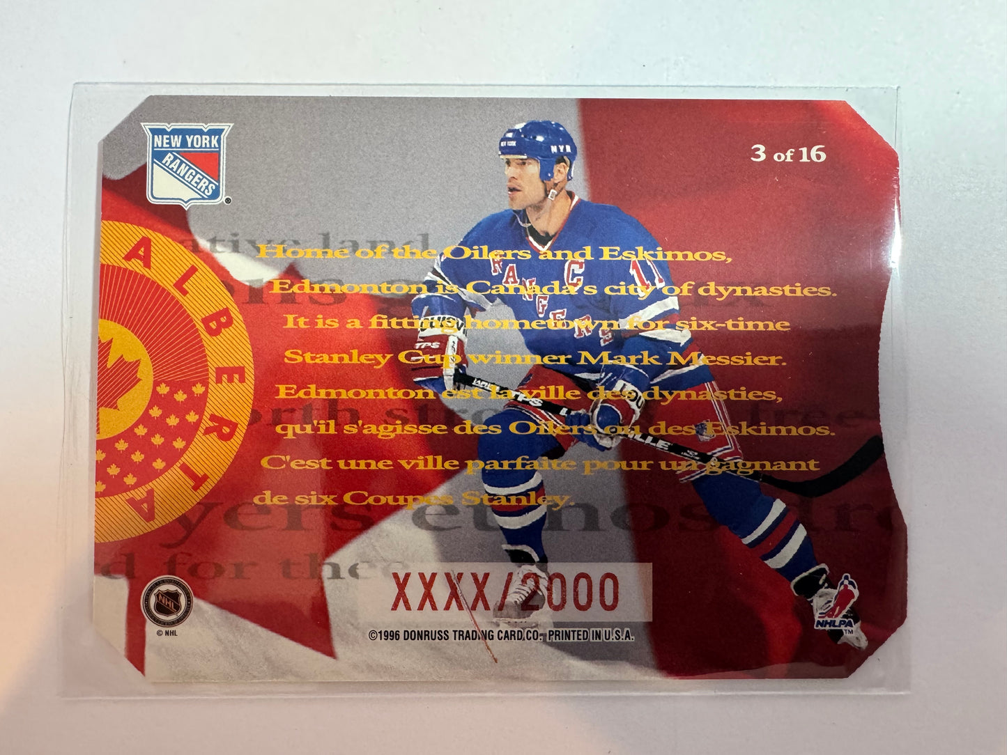 MARK MESSIER - 1996 Donruss Canadian Ice O Canada Die Cut #3, xxxx/2000