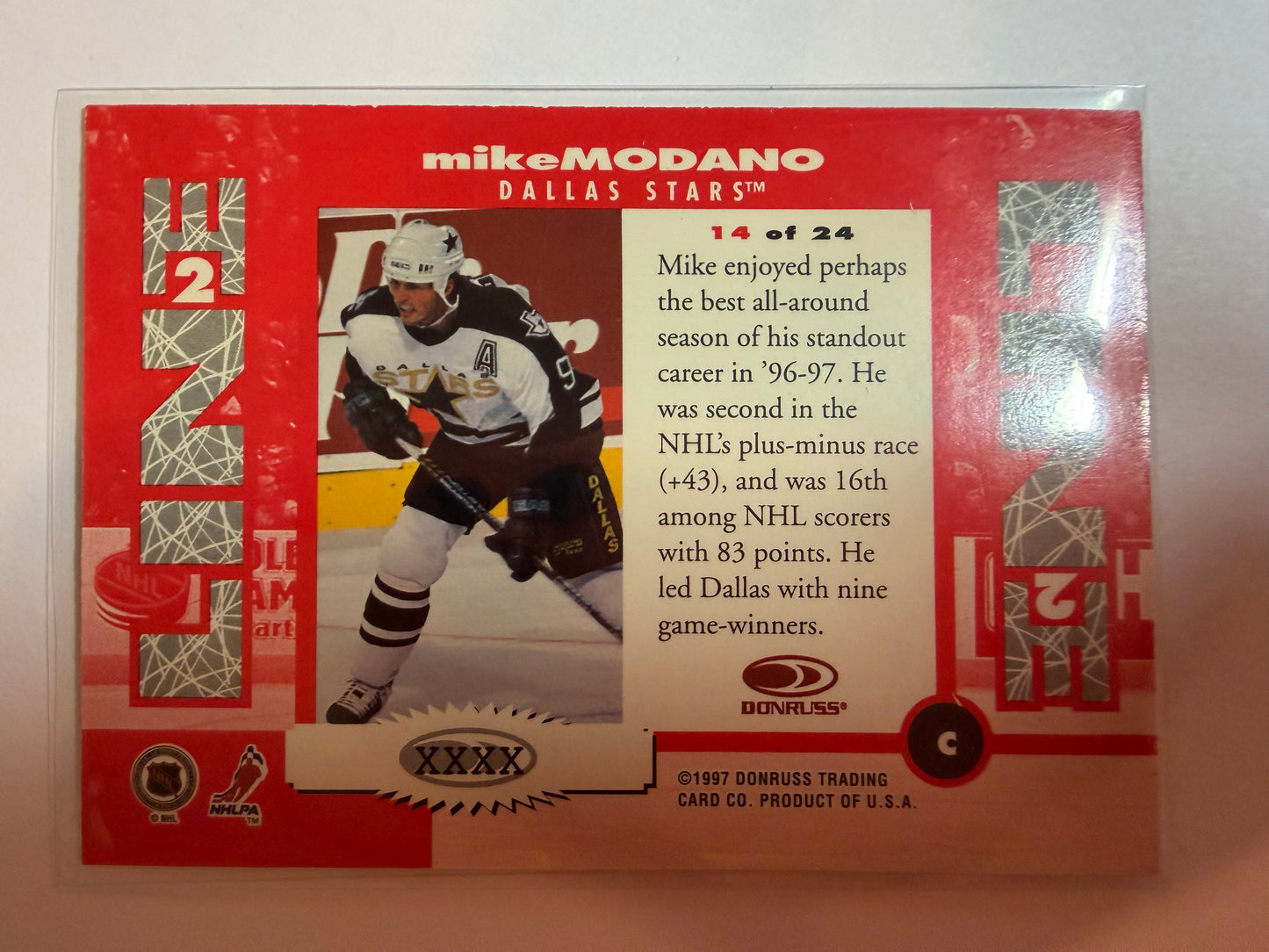 MIKE MODANO - 1997 Donurss Line 2 Line #14, xxxx