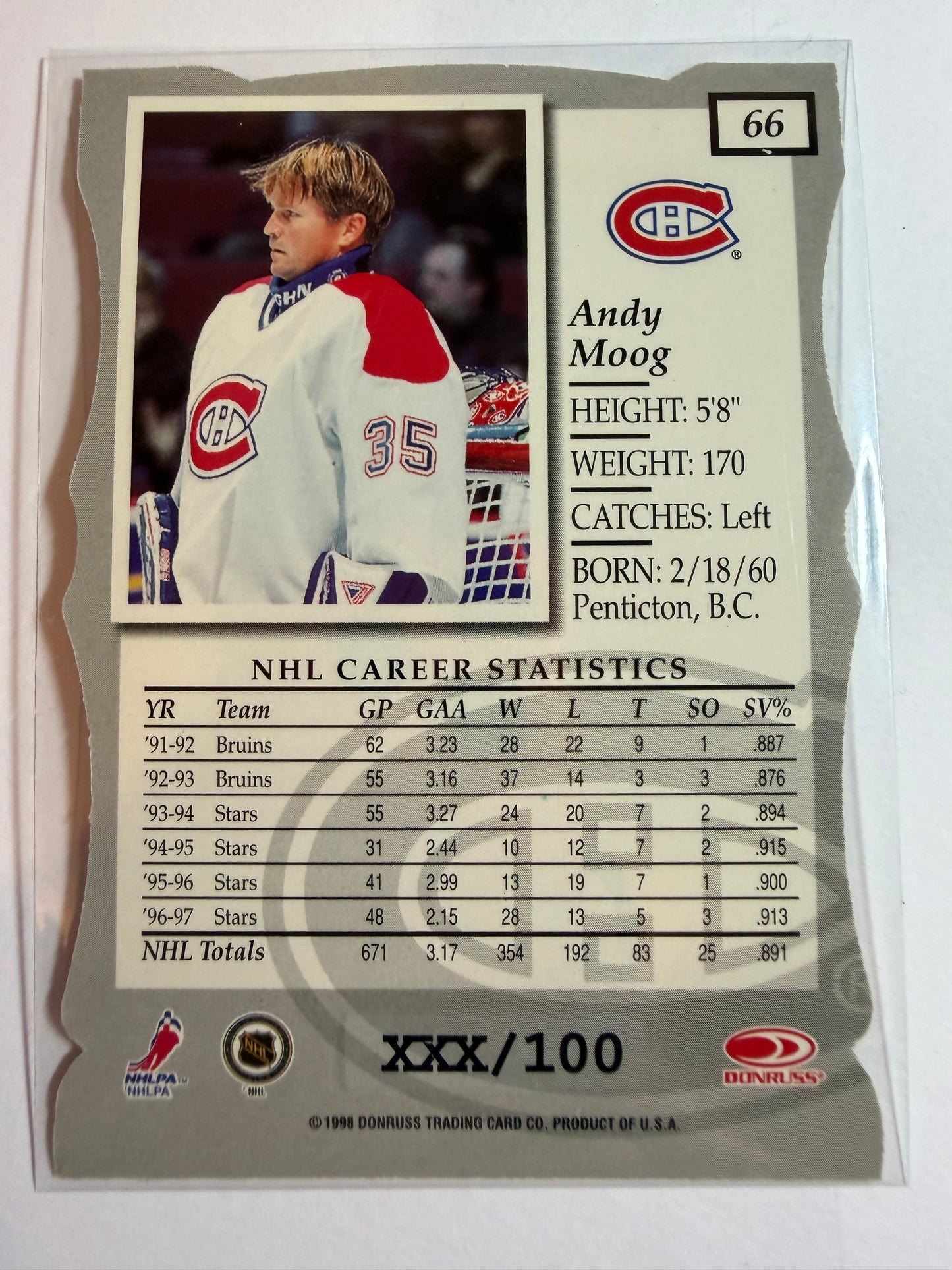 ANDY MOOG - 1997 Donruss Elite Status Die Cut #66, xxx/100