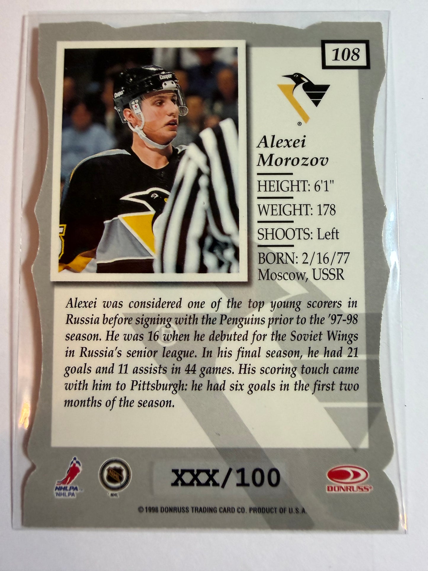 ALEXEI MOROZOV - 1997 Donruss Elite Status Die Cut #108, xxx/100