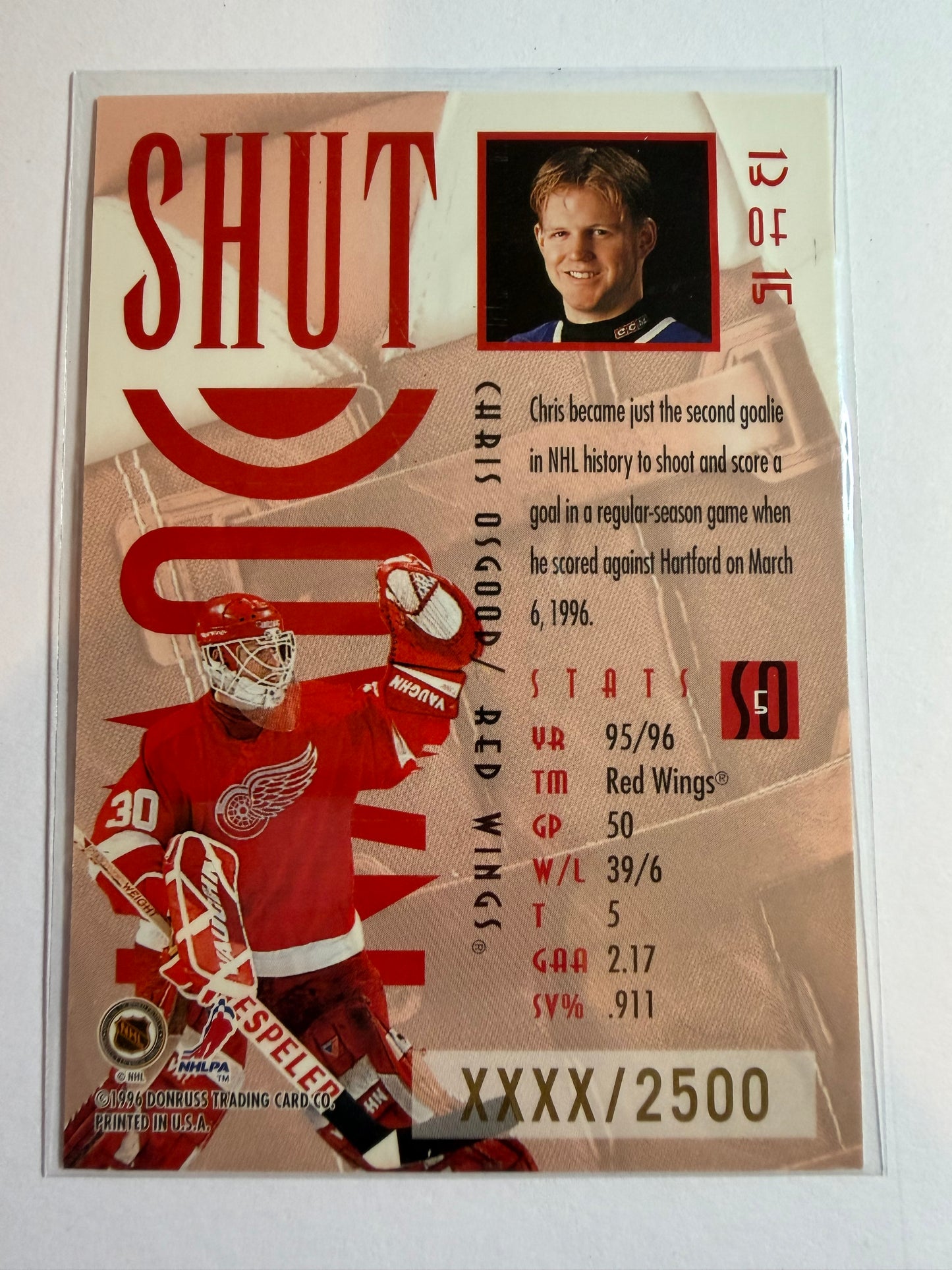 CHRIS OSGOOD - 1996 Donruss Leaf Shut Down #13, xxxx/2500