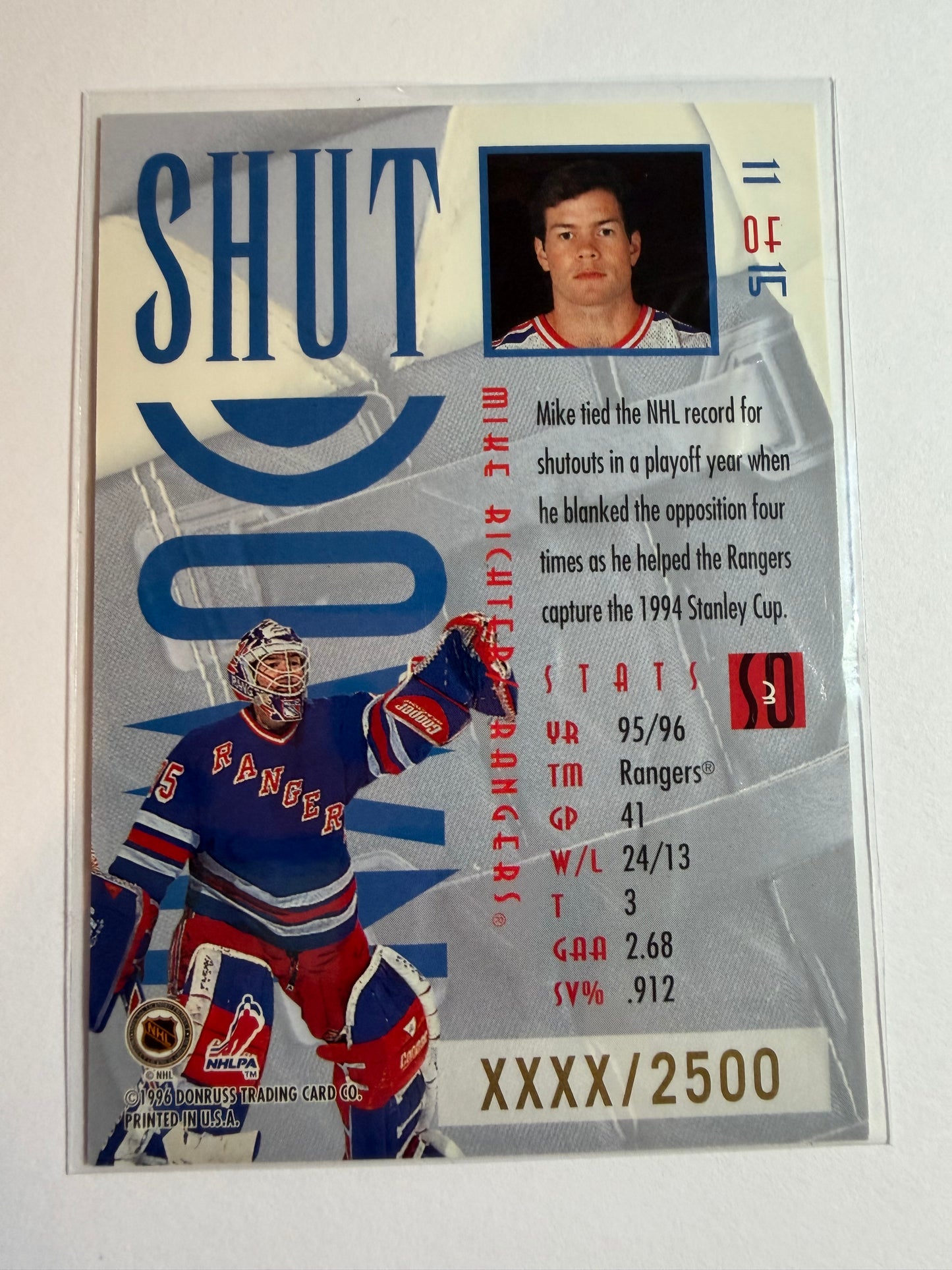 MIKE RICHTER - 1996 Donruss Leaf Shut Down #11, xxxx/2500
