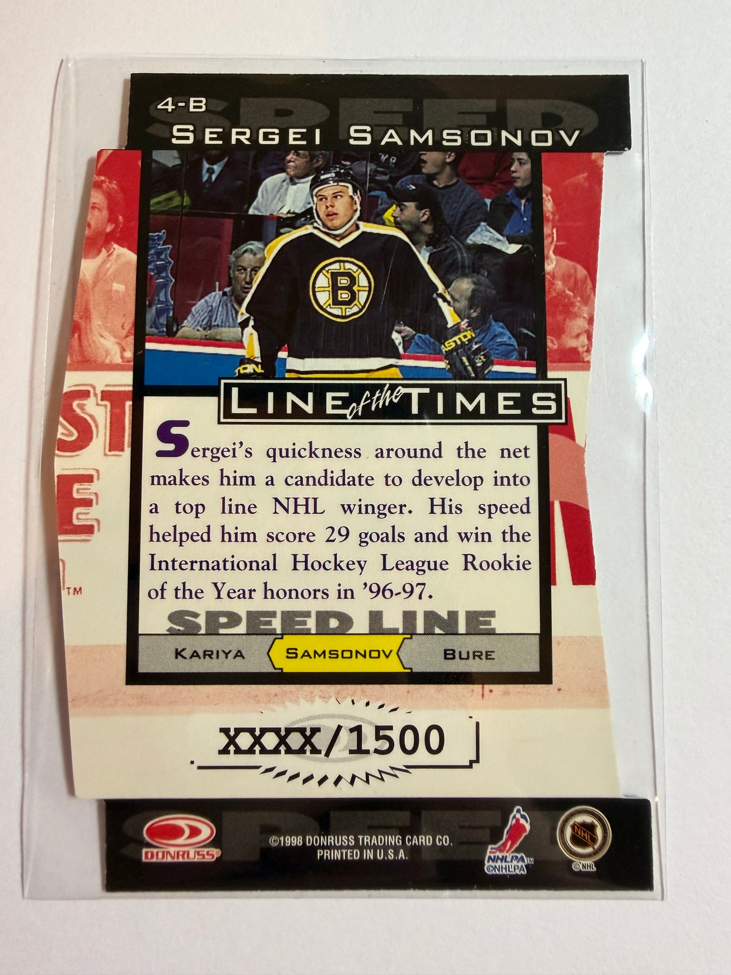 SERGEI SAMSONOV - 1997 Donruss Preferred Line of the Times Die Cut #4-B, xxxx/1500