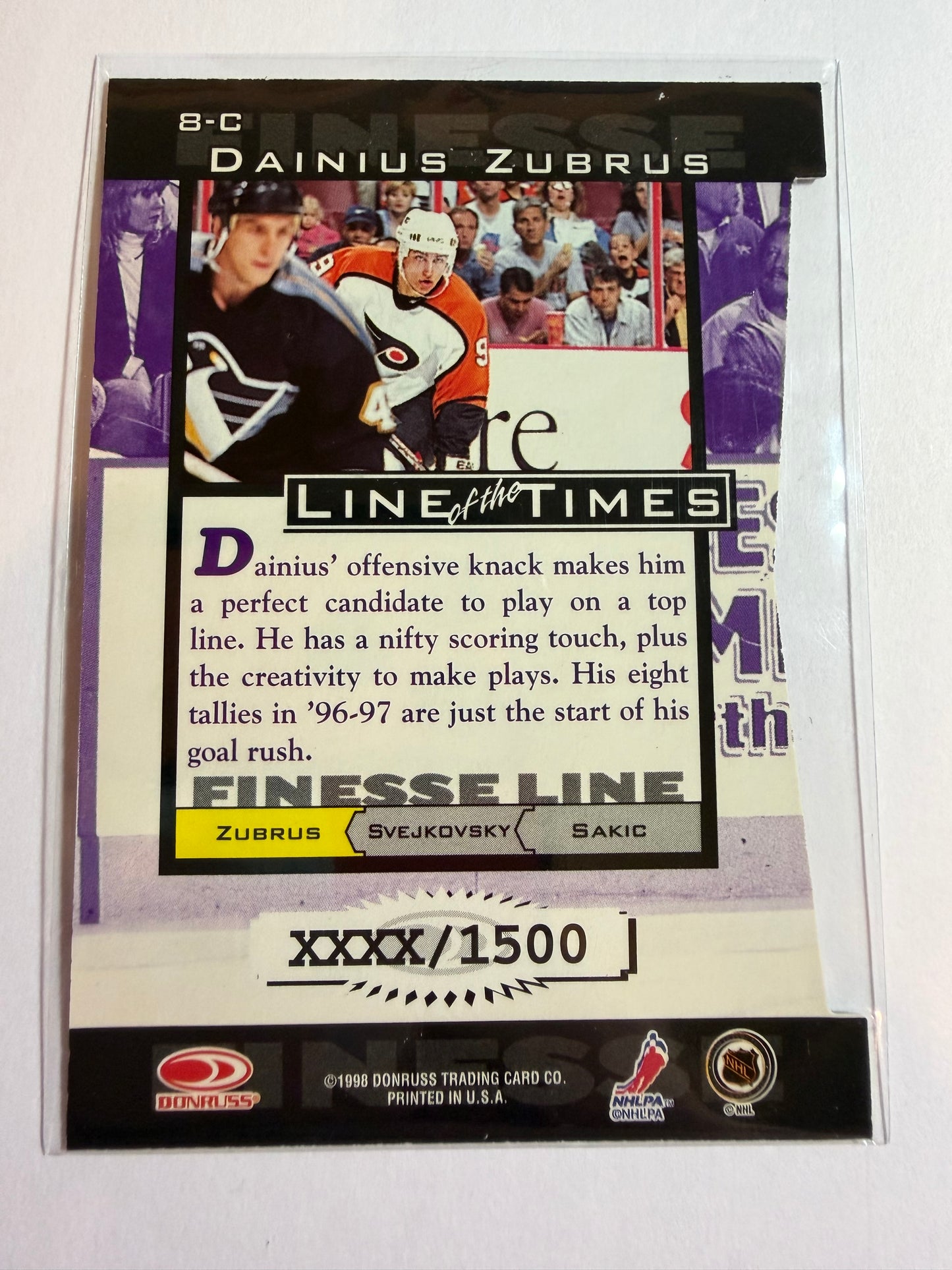 DAINIUS ZUBRUS - 1997 Donruss Preferred Line of the Times Die Cut #8-C, xxxx/1500