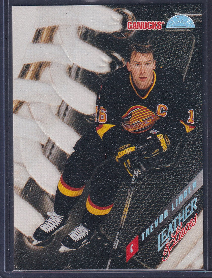 TREVOR LINDEN - 1996 Donruss Leaf Leather and Laces PROMO #12