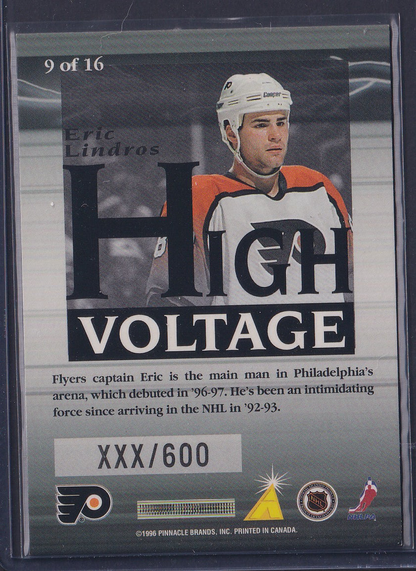 ERIC LINDROS - 1996 Pinnacle Summit High Voltage #9, xxx/600