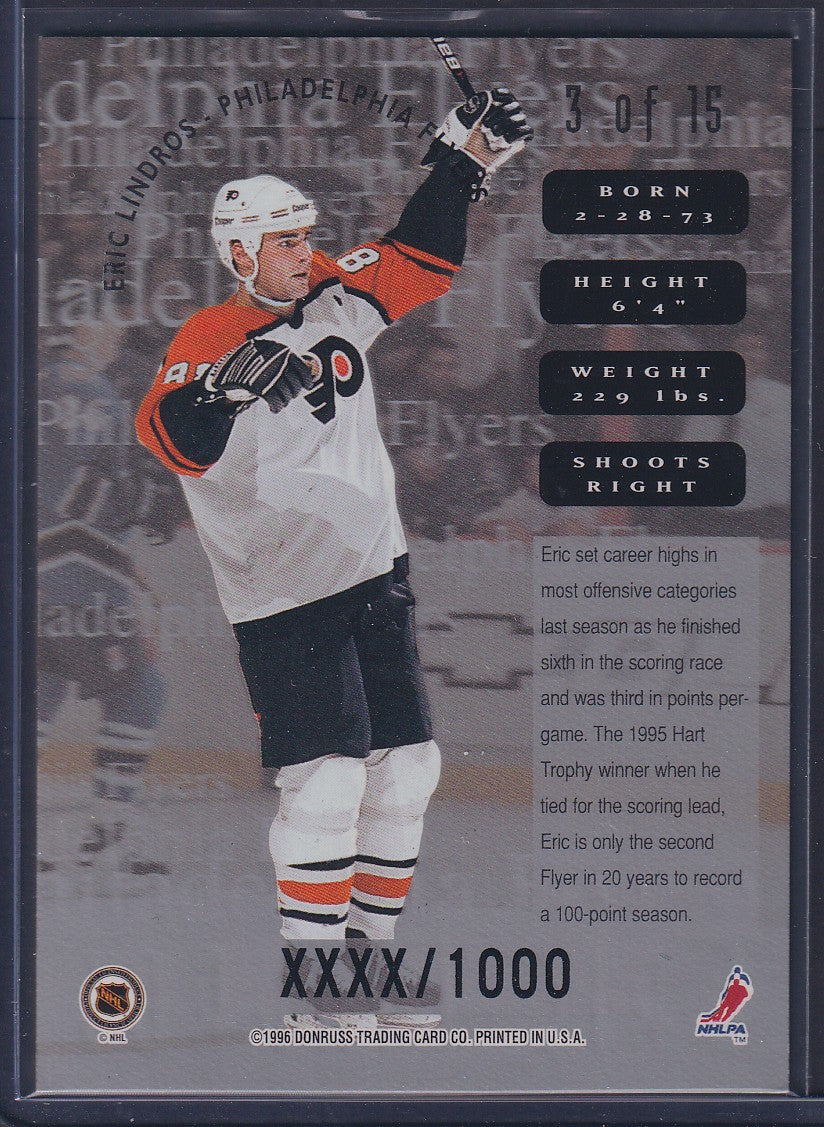 ERIC LINDROS - 1996 Donruss Leaf Sweaters #3, xxxx/1000