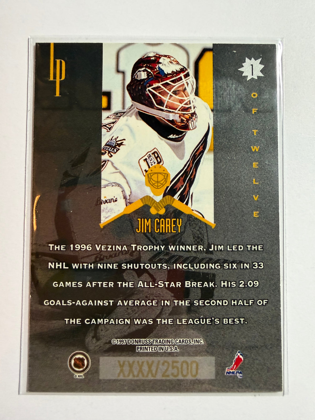 JIM CAREY - 1996 Donruss Leaf Preferred Masked Marauders #1, xxxx/2500