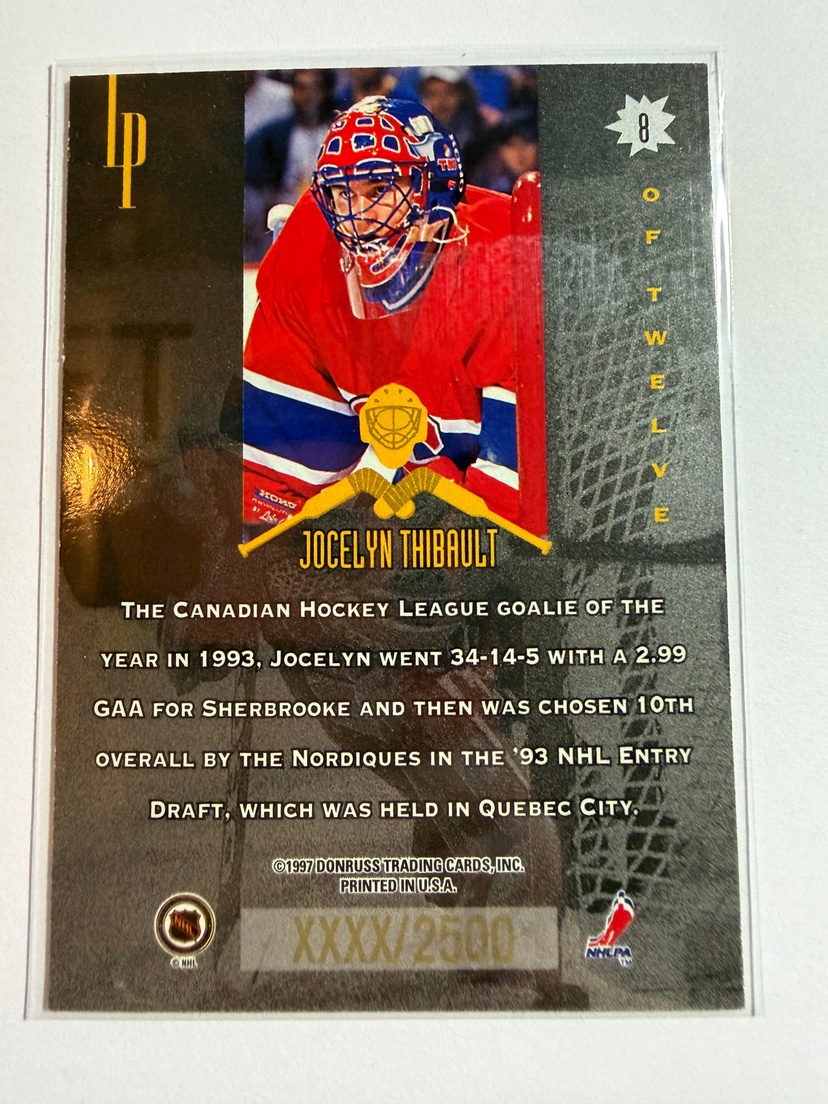 JOCELYN THIBAULT - 1996 Donruss Masked Marauders #8, xxxx/2500